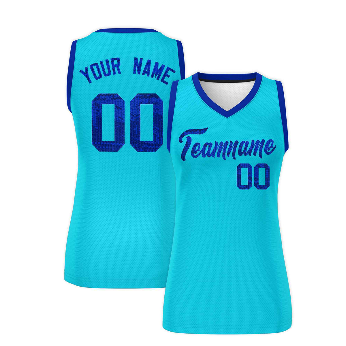 Custom Sky Blue Royal Women Basketball Jersey Sequined Dress