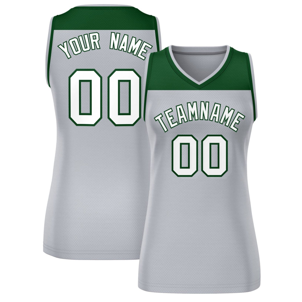 Custom Green Gray Color Block Fashion Tops Mesh Basketball Jersey For Women