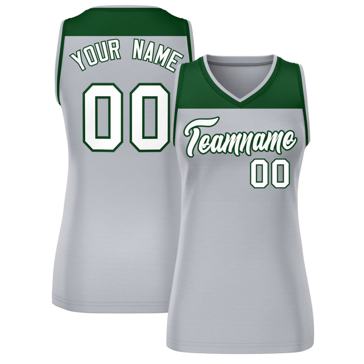 Custom Green Gray Color Block Fashion Tops Mesh Basketball Jersey For Women