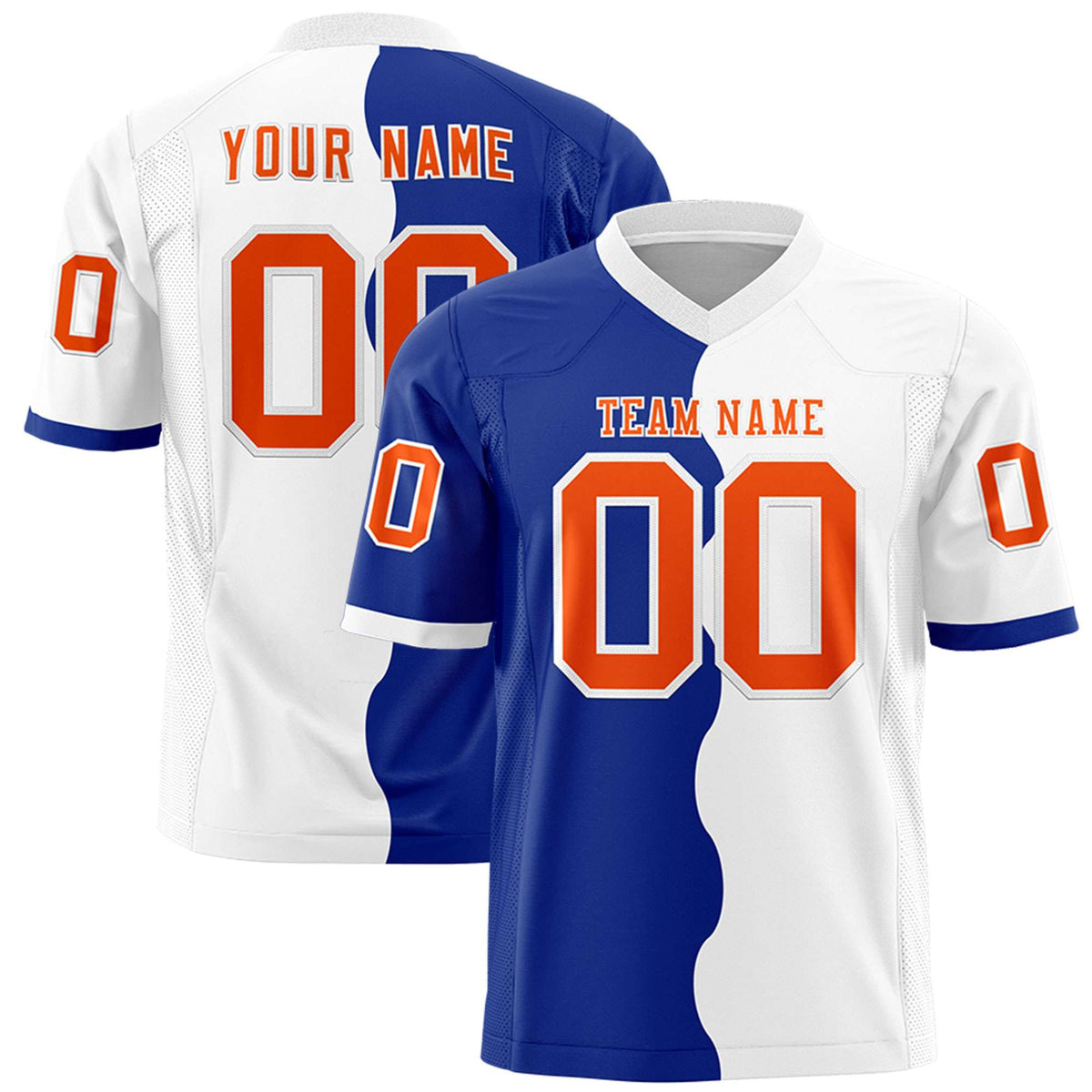 Custom White Royal Split Fashion Mesh Authentic Football Jersey