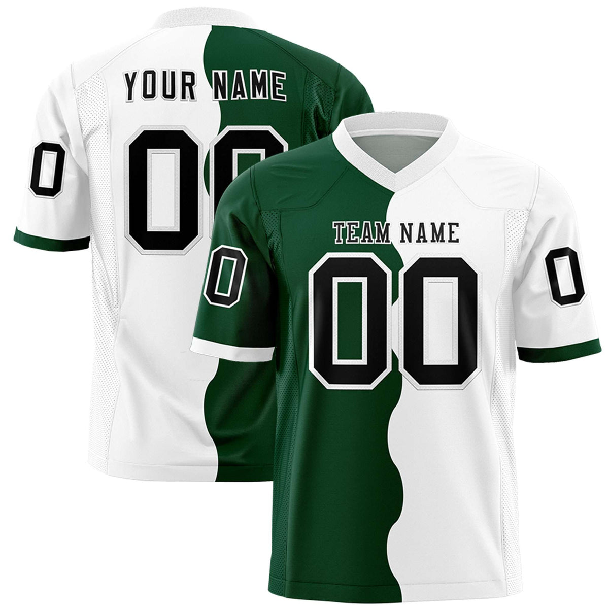 Custom White Green Split Fashion Mesh Authentic Football Jersey