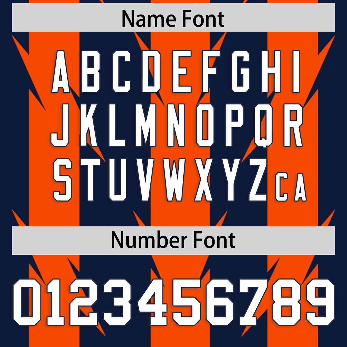 Custom Navy Orange Personalized Razr Stripe Graffiti Pattern Flag Football Jersey