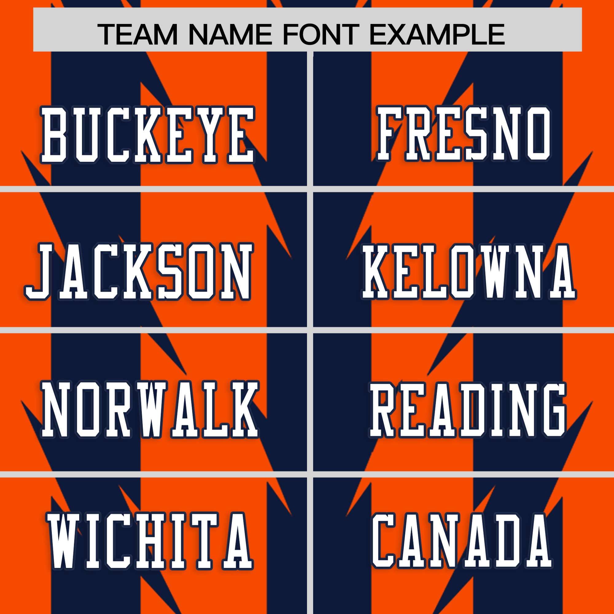 Custom Orange Navy Personalized Razr Stripe Graffiti Pattern Flag Football Jersey