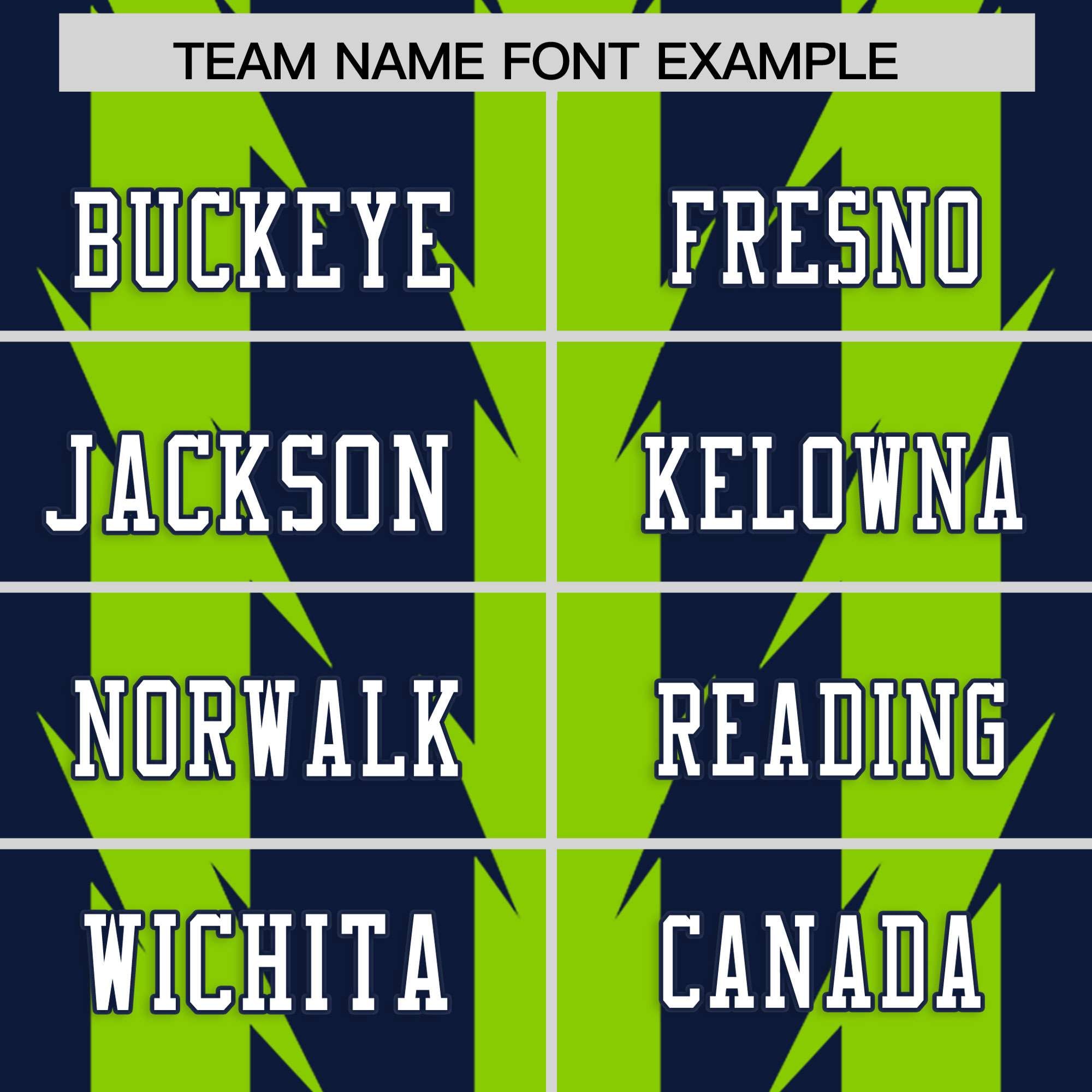 Custom Navy Neon Green Personalized Razr Stripe Graffiti Pattern Flag Football Jersey