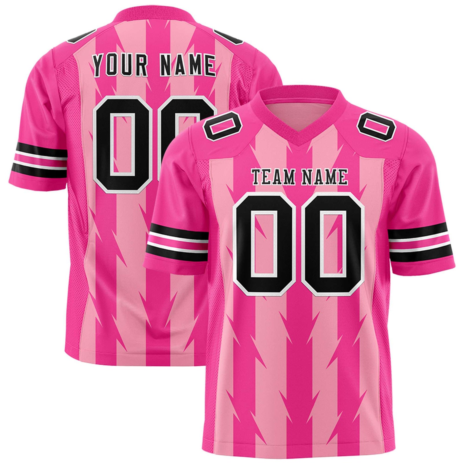 Custom Light Pink Pink Personalized Razr Stripe Graffiti Pattern Flag Football Jersey