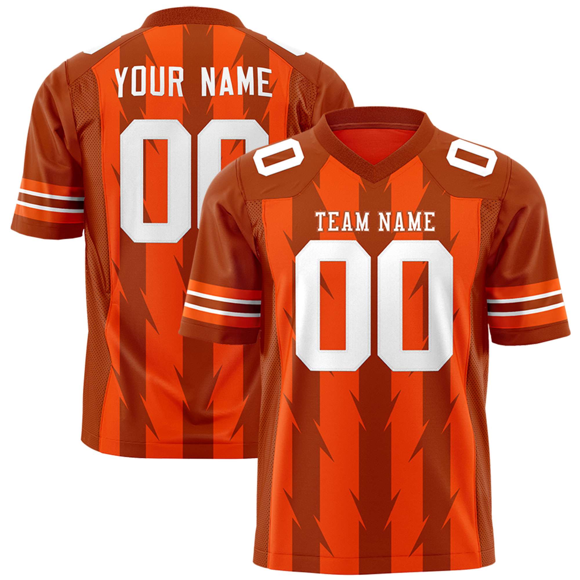 Custom Orange Texas Orange Personalized Razr Stripe Graffiti Pattern Flag Football Jersey