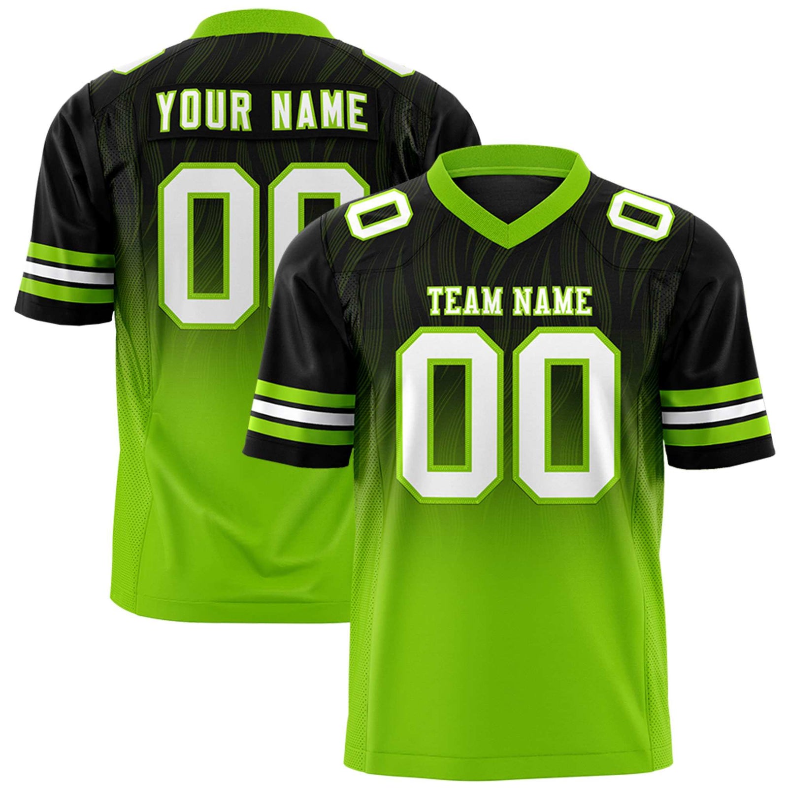 Custom Black Neon Green Gradient Fashion Outdoor Flag Football Jersey