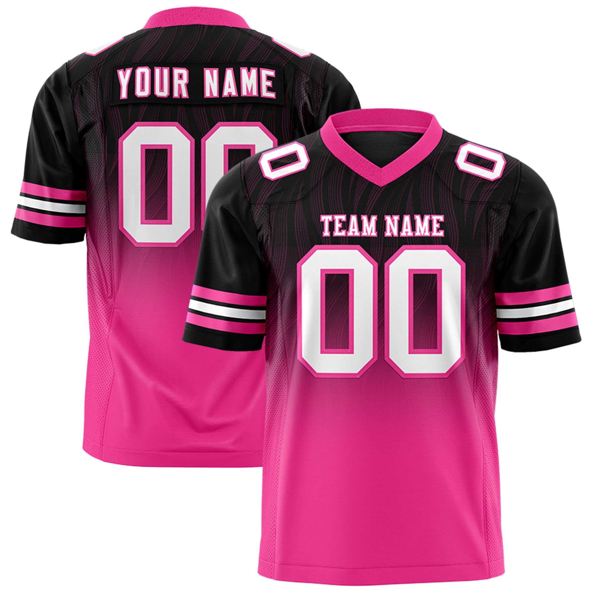 Custom Black Pink Gradient Fashion Outdoor Flag Football Jersey