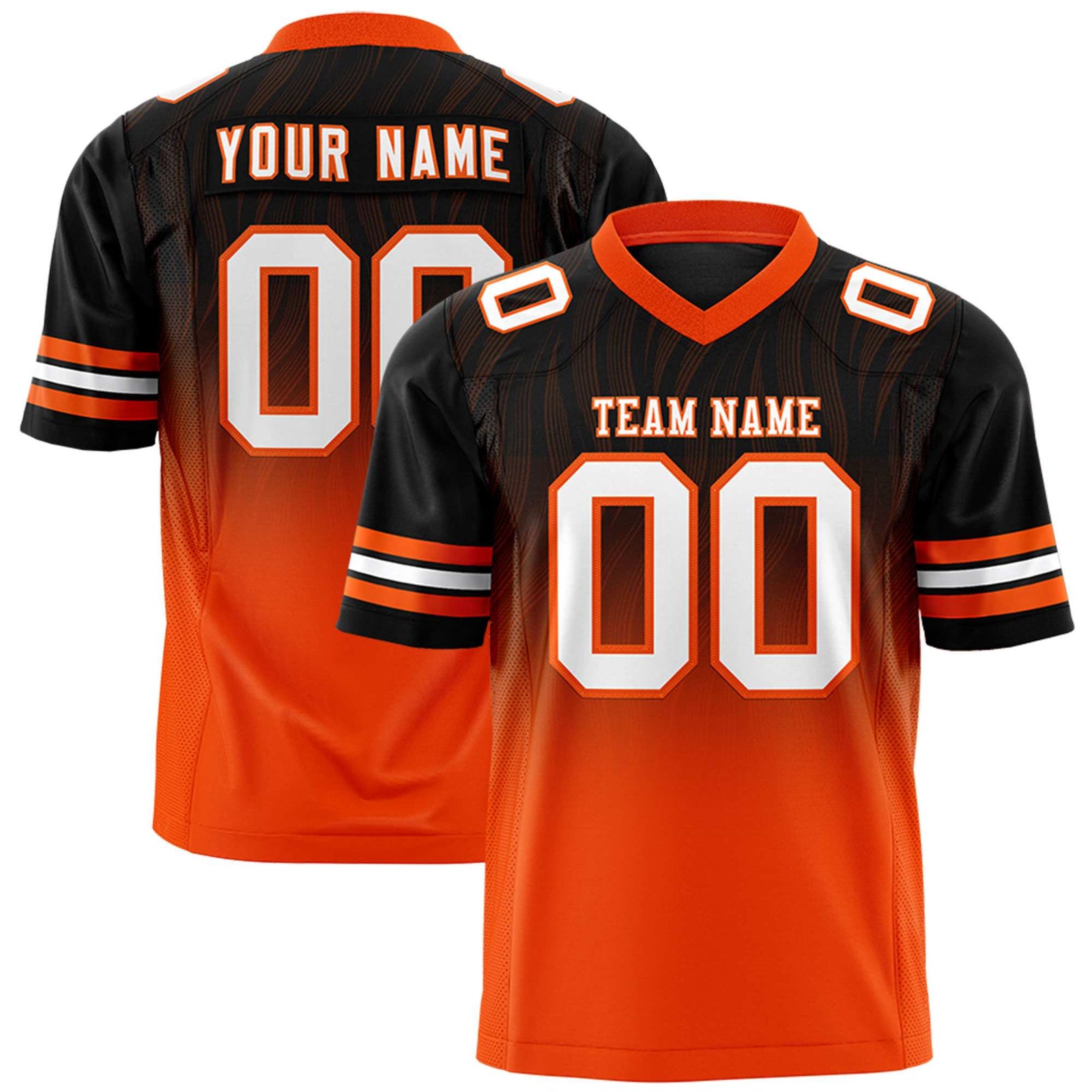 Custom Black Orange Gradient Fashion Outdoor Flag Football Jersey
