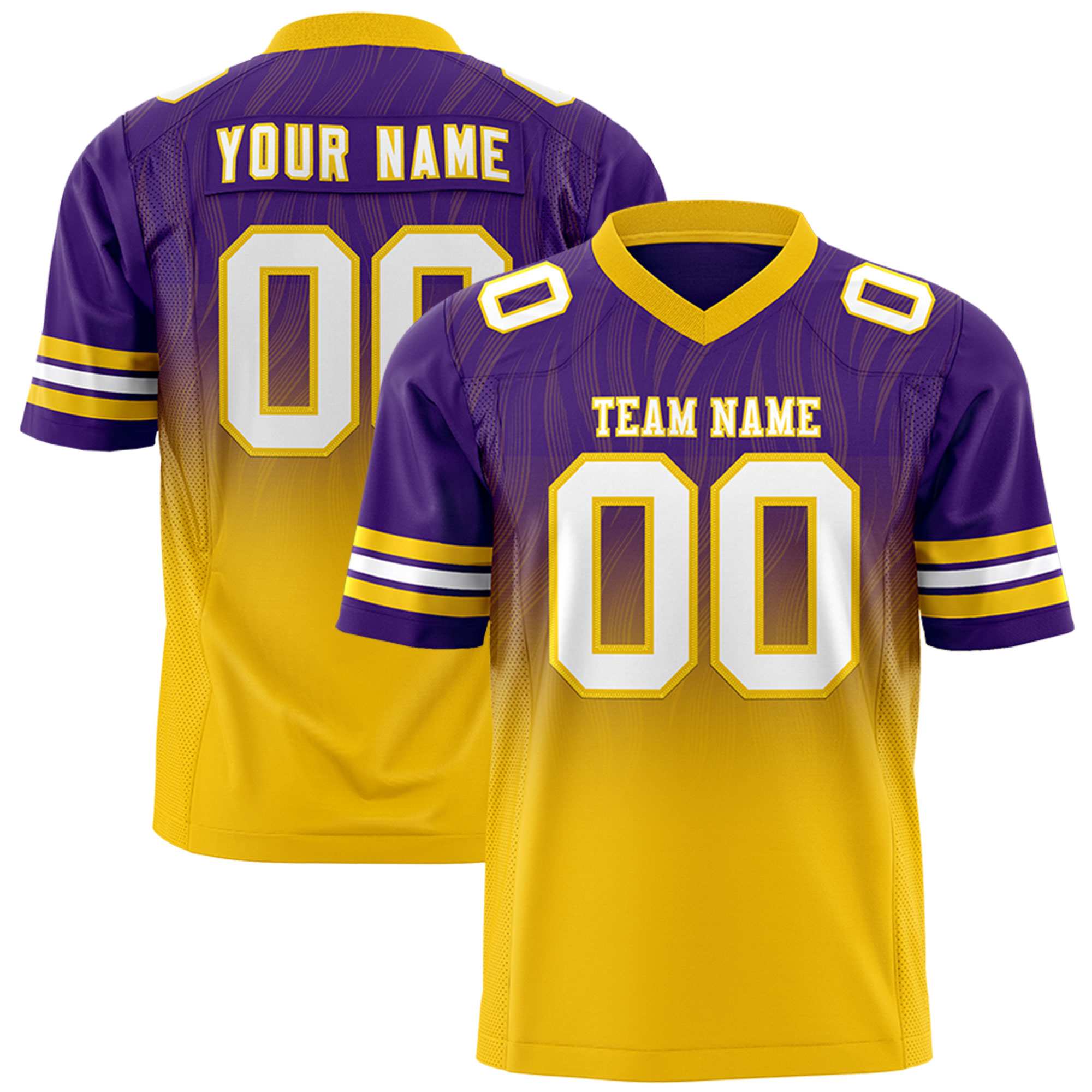 Custom Purple Gold Gradient Fashion Outdoor Flag Football Jersey