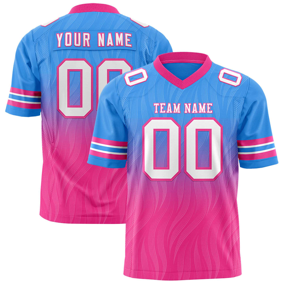 Custom Powder Blue Pink Gradient Fashion Outdoor Flag Football Jersey