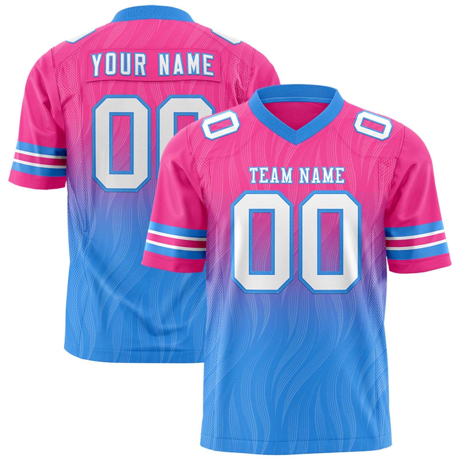 Custom Pink Powder Blue Gradient Fashion Outdoor Flag Football Jersey