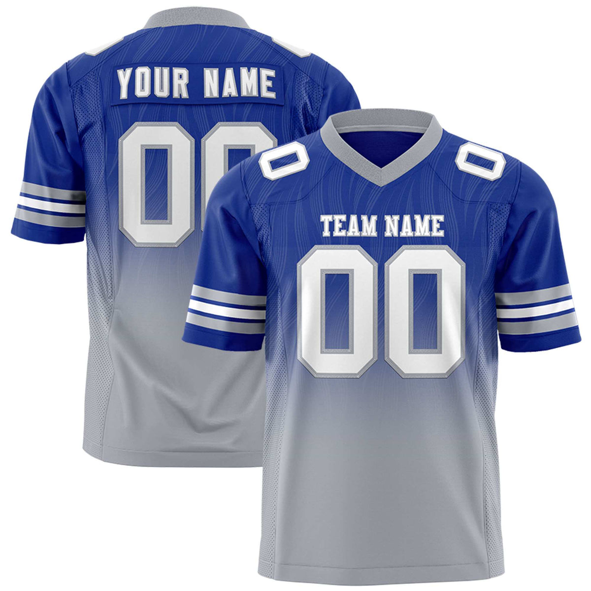 Custom Royal Gray Gradient Fashion Outdoor Flag Football Jersey