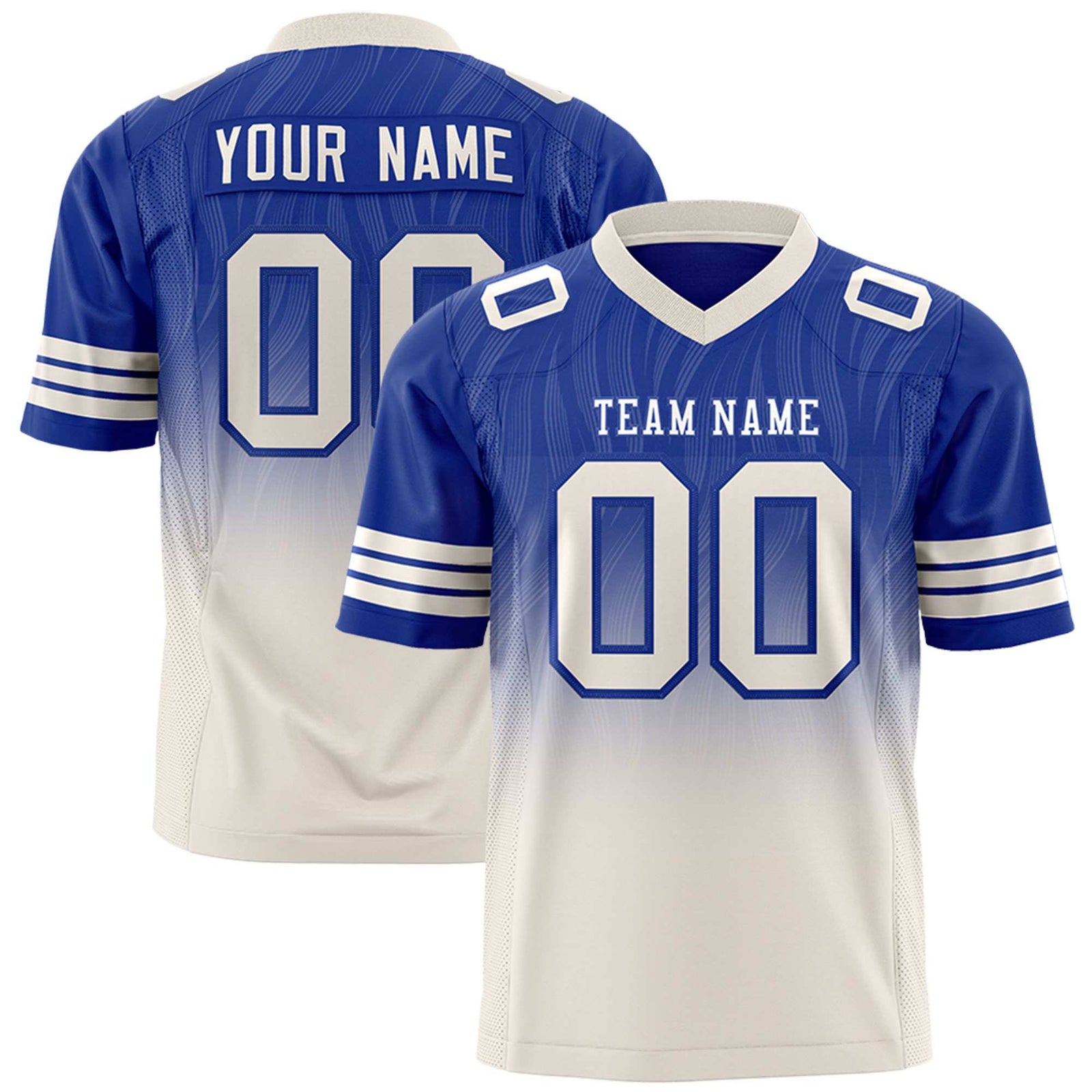 Custom Royal Cream Gradient Fashion Outdoor Flag Football Jersey
