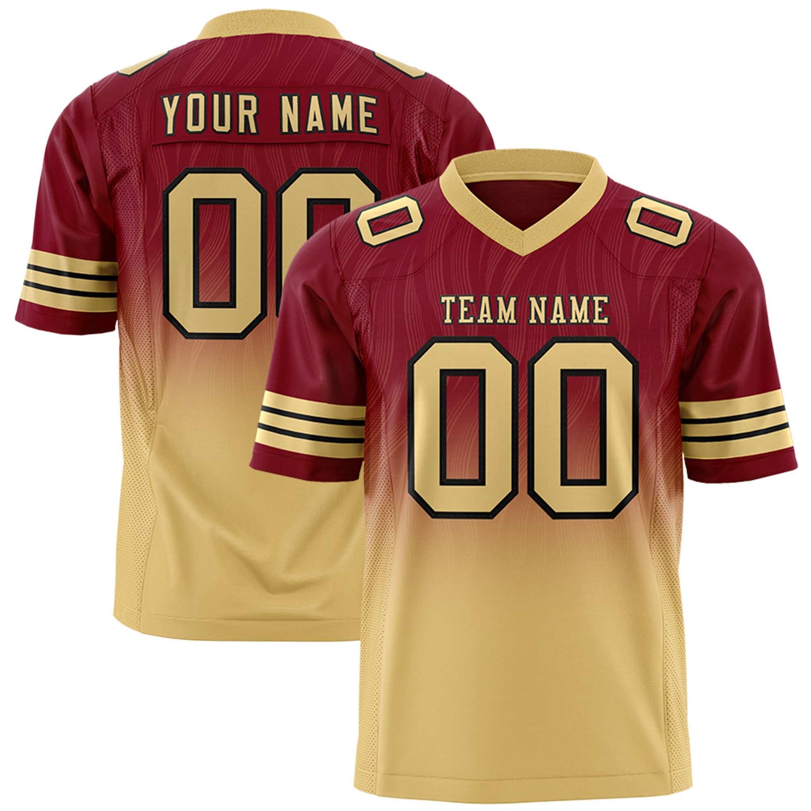 Custom Crimson Khaki Gradient Fashion Outdoor Flag Football Jersey