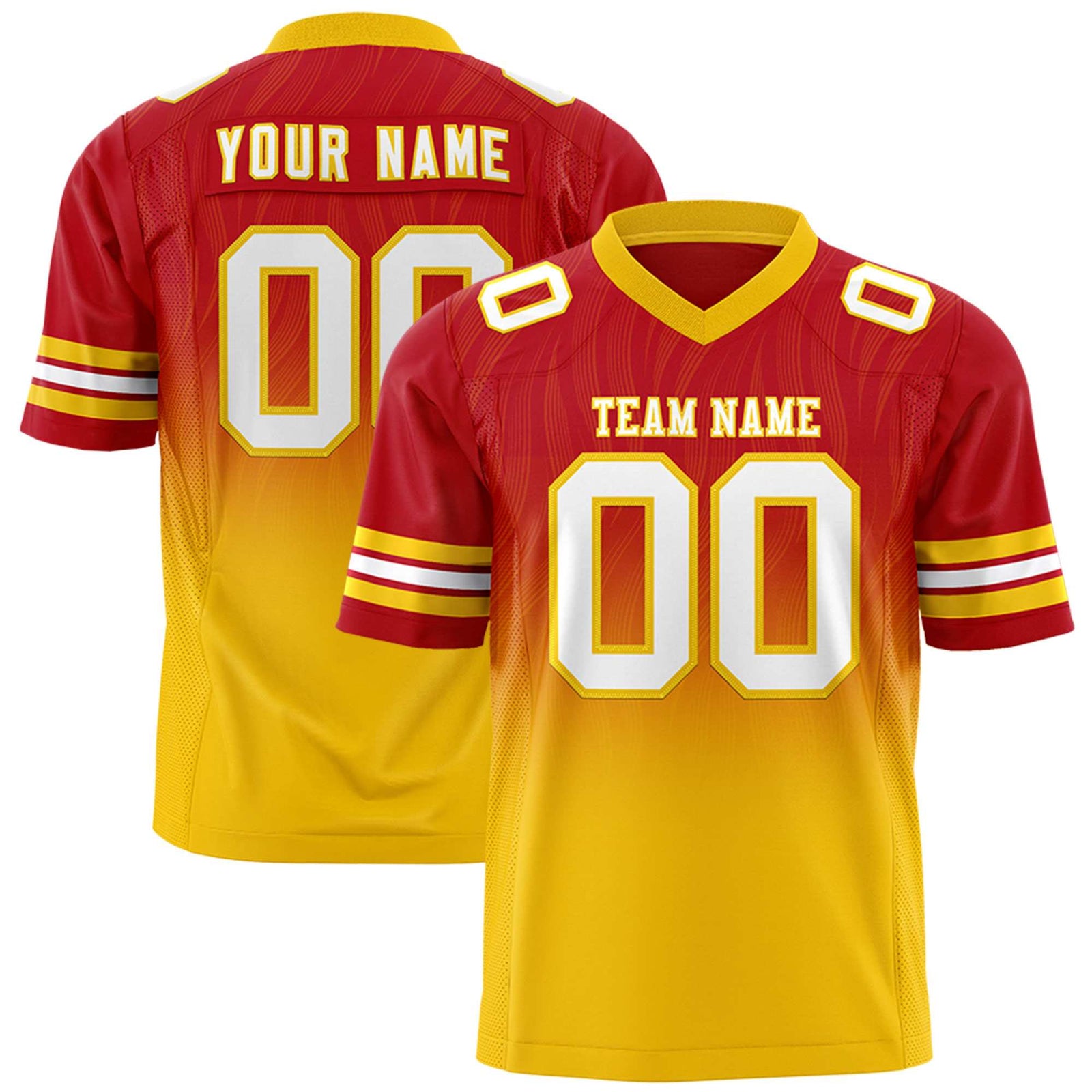 Custom Red Gold Gradient Fashion Outdoor Flag Football Jersey