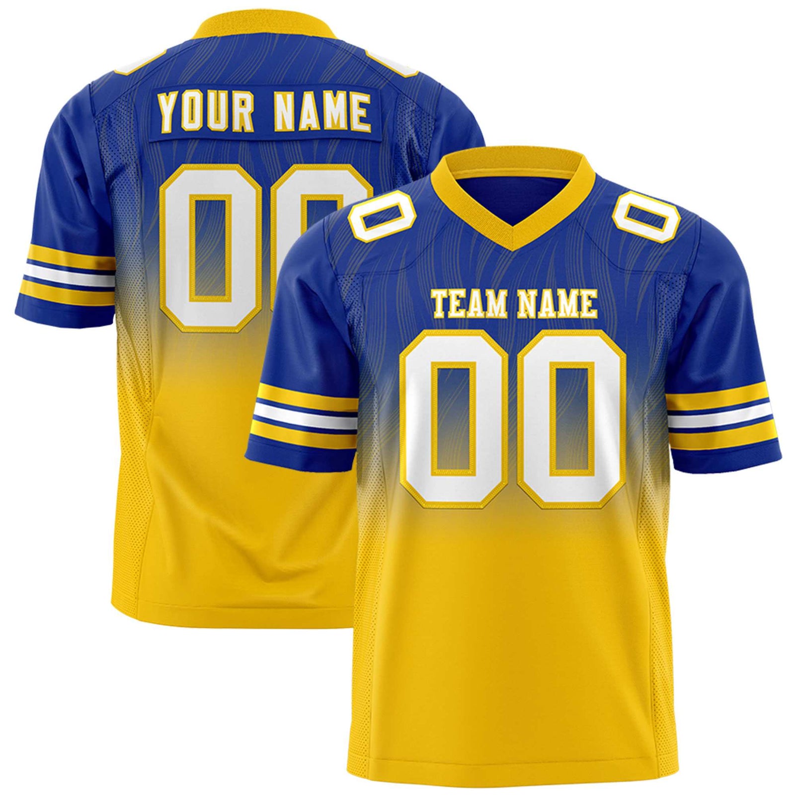 Custom Royal Gold Gradient Fashion Outdoor Flag Football Jersey