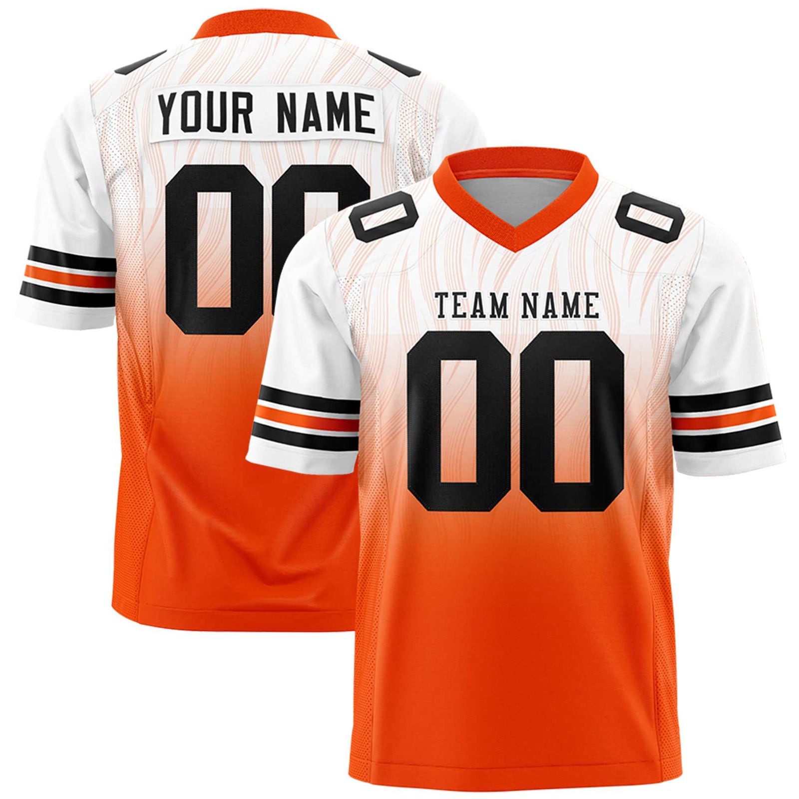 Custom White Orange Gradient Fashion Outdoor Flag Football Jersey