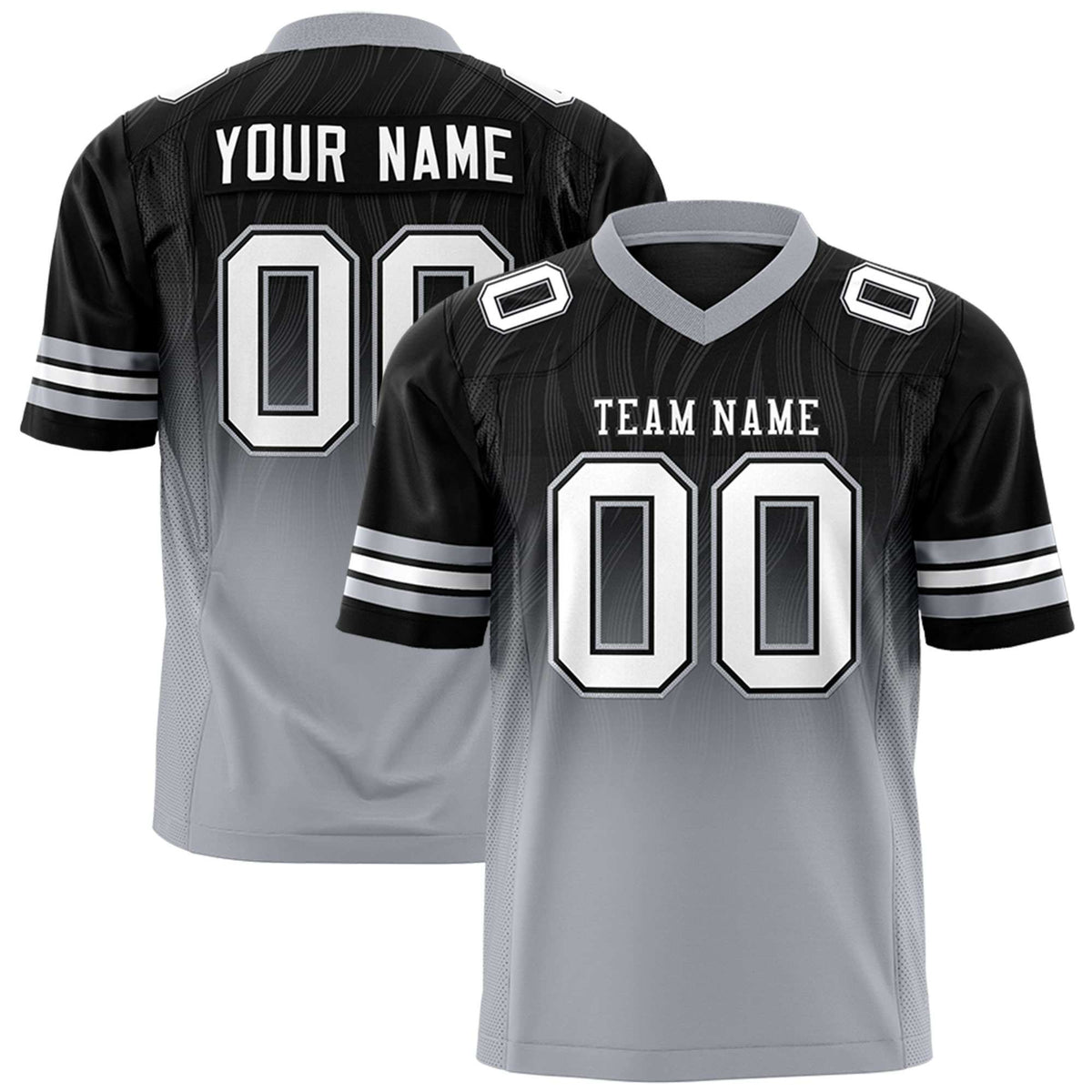 Custom Black Gray Gradient Fashion Outdoor Flag Football Jersey