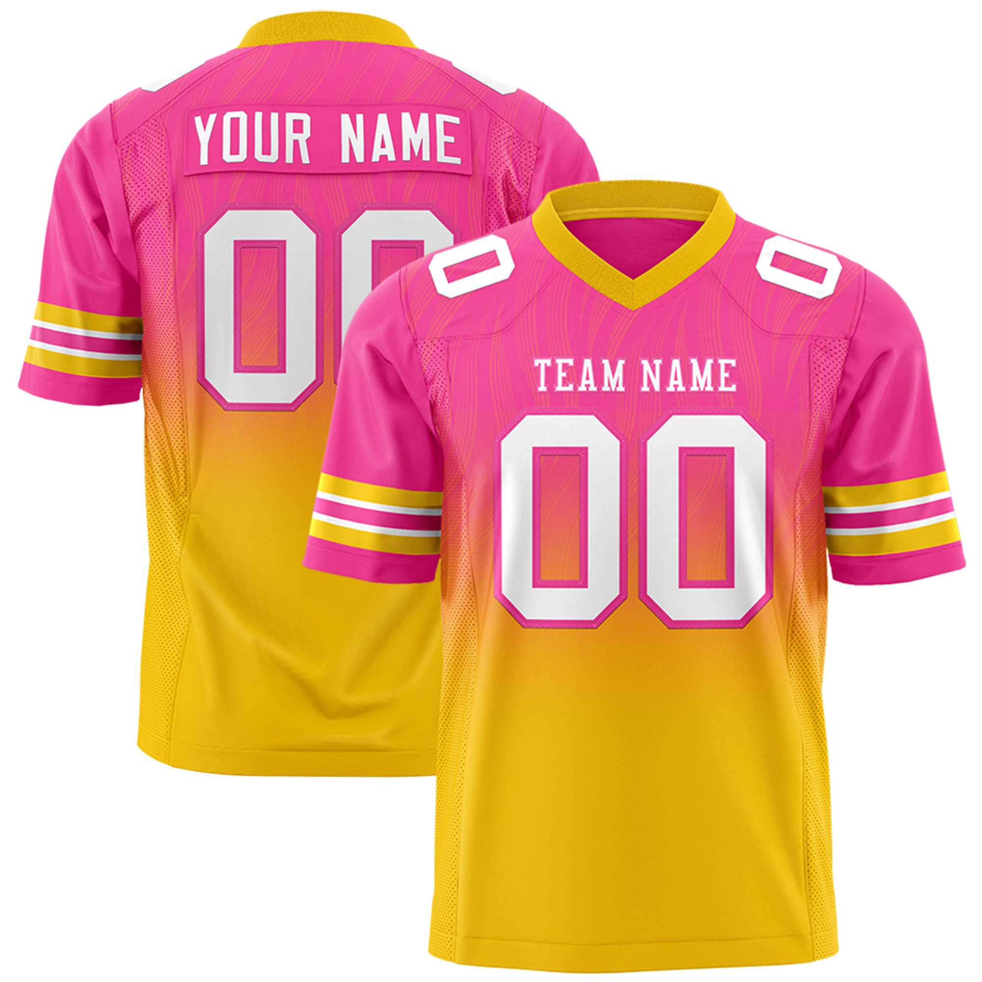 Custom Pink Gold Gradient Fashion Outdoor Flag Football Jersey