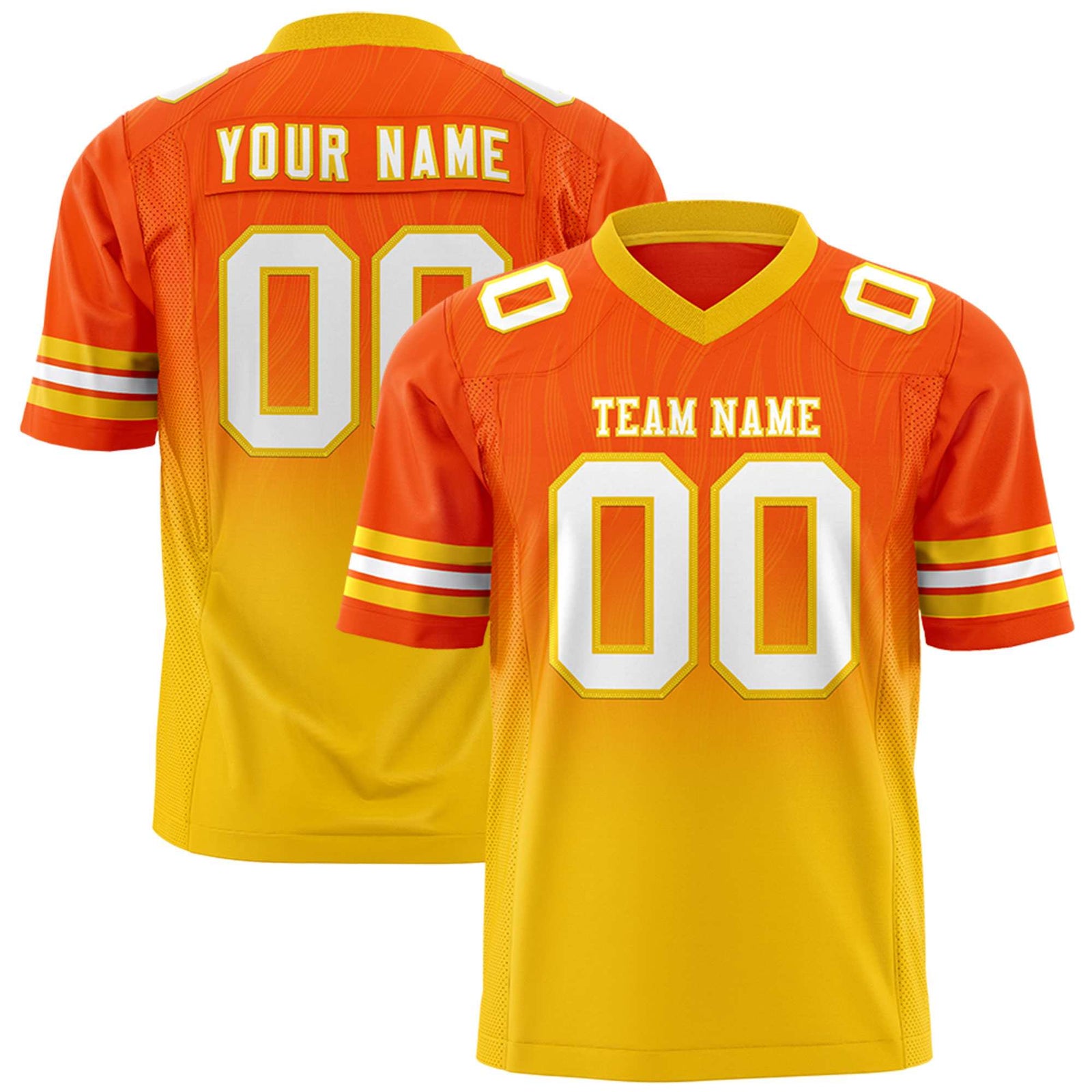 Custom Orange Gold Gradient Fashion Outdoor Flag Football Jersey