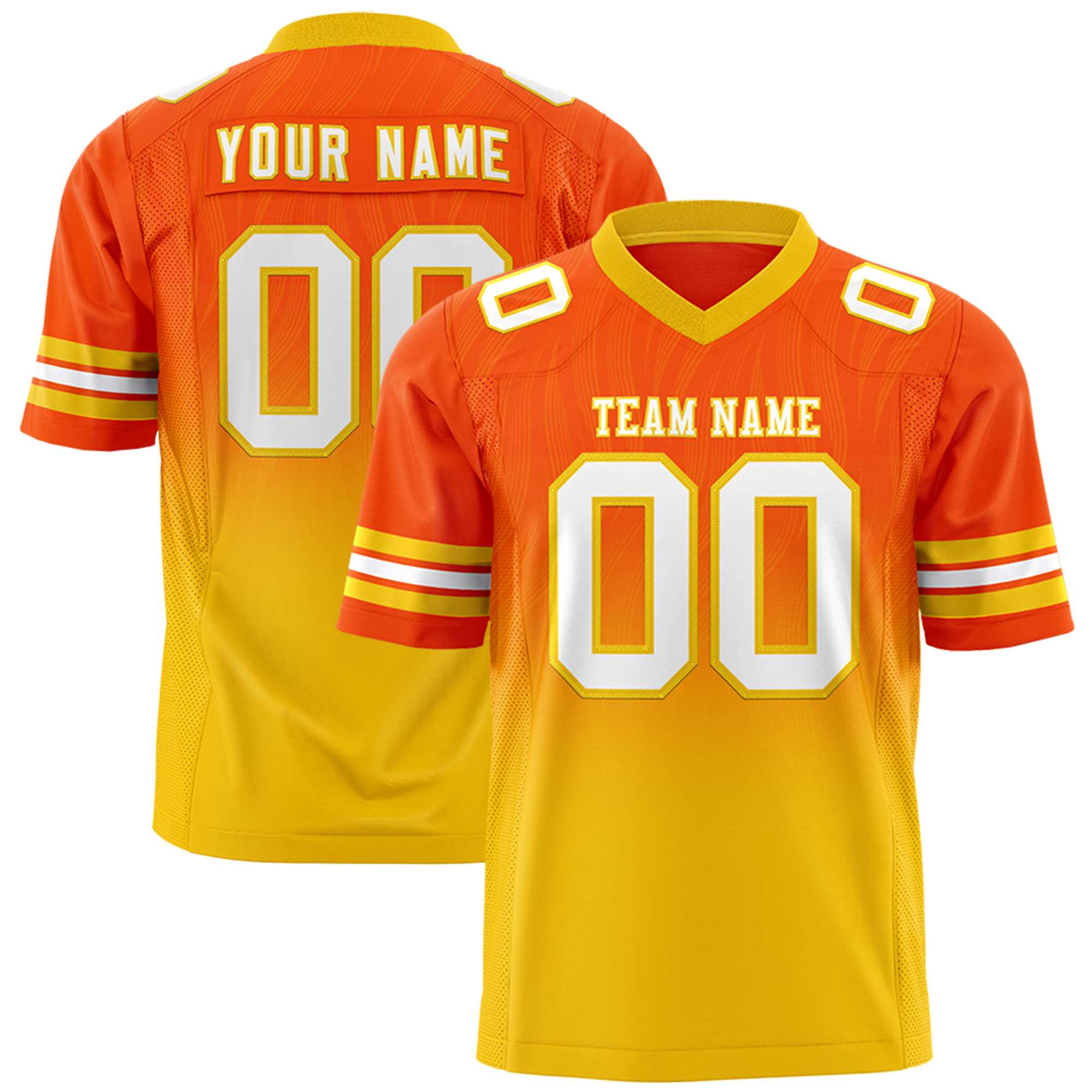 Custom Orange Gold Gradient Fashion Outdoor Flag Football Jersey