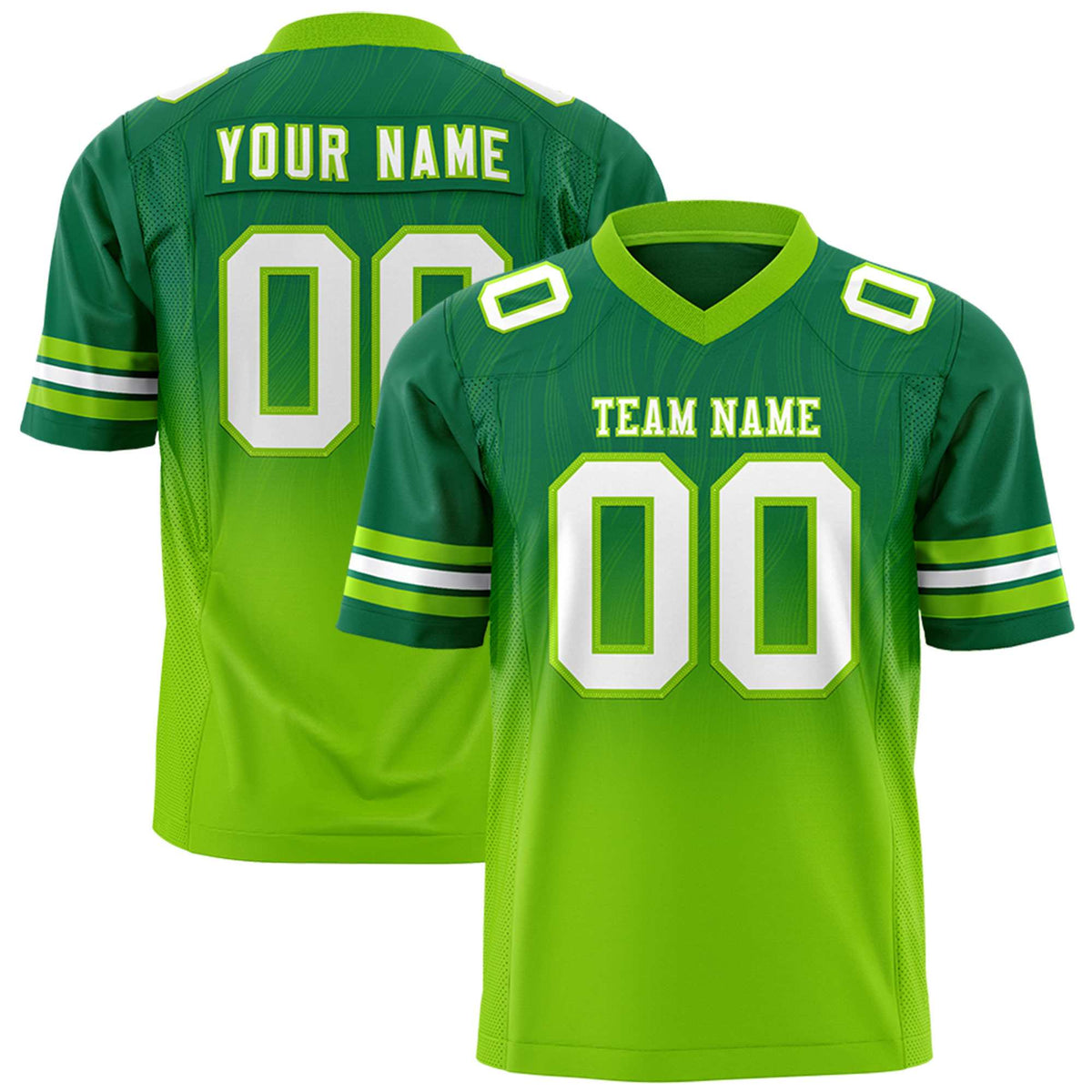 Custom Kelly Green Neon Green Gradient Fashion Outdoor Flag Football Jersey