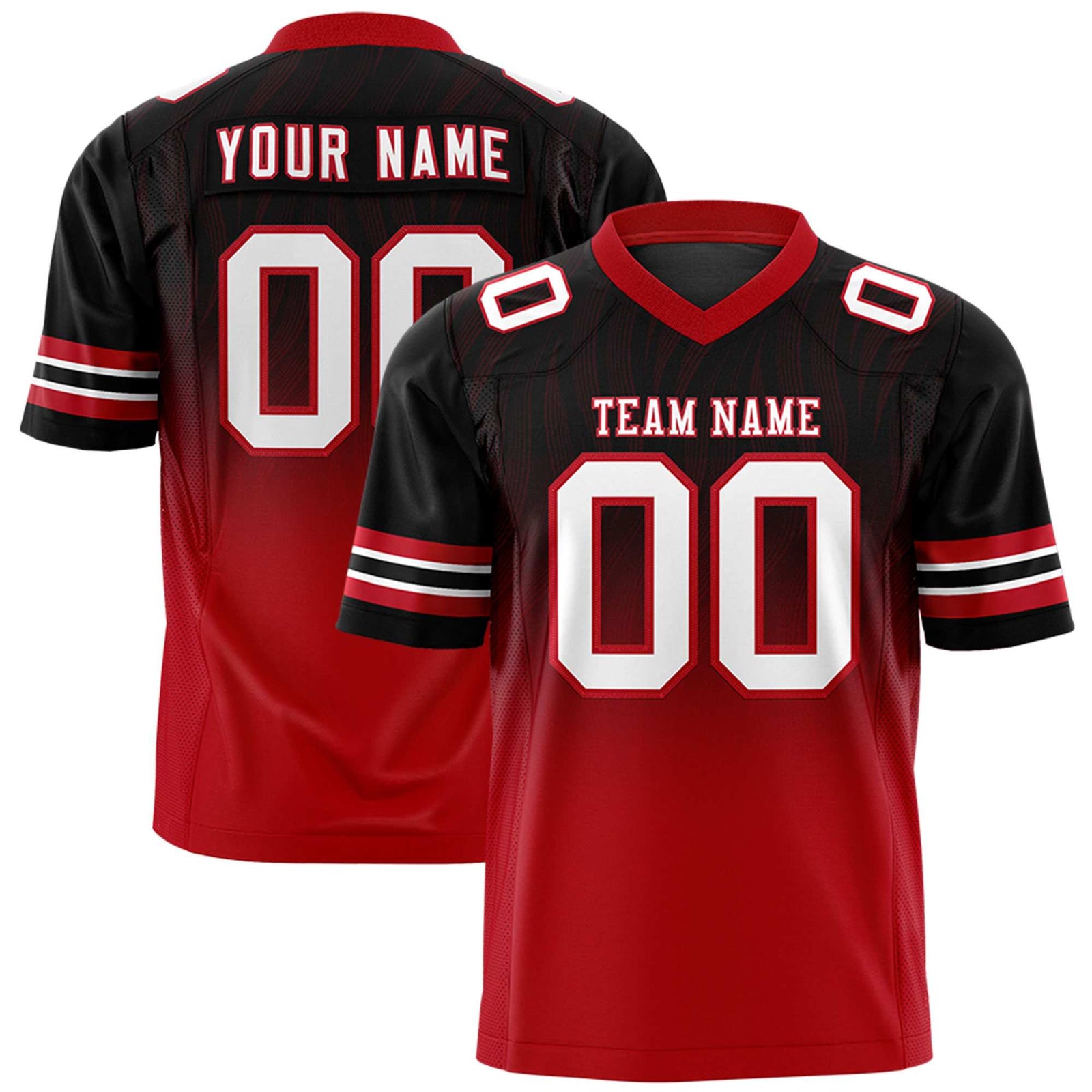 Custom Black Red Gradient Fashion Outdoor Flag Football Jersey