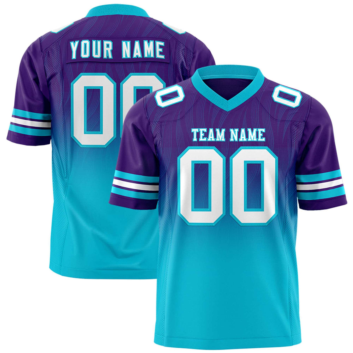 Custom Purple Sky Blue Gradient Fashion Outdoor Flag Football Jersey