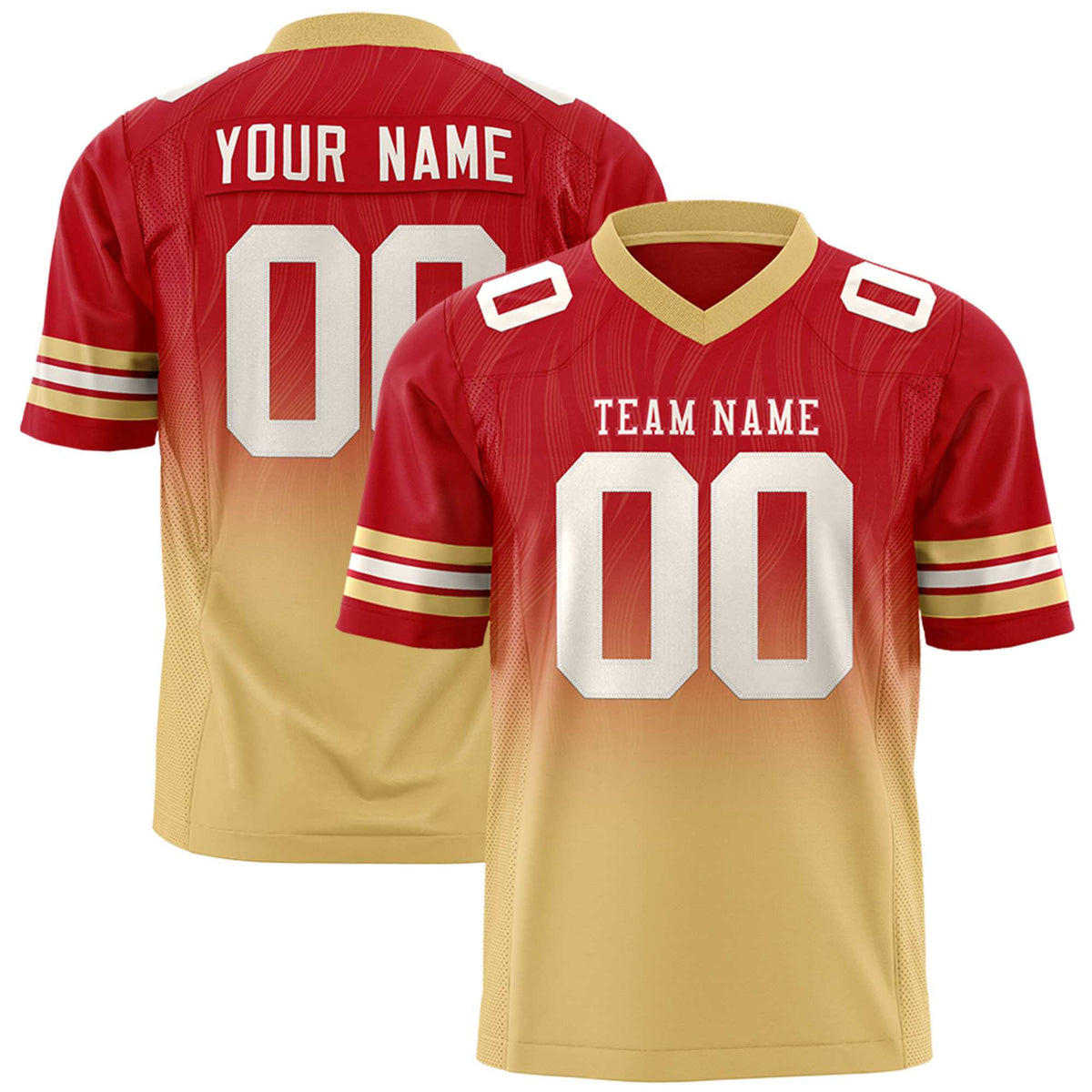 Custom Red Khaki Gradient Fashion Outdoor Flag Football Jersey