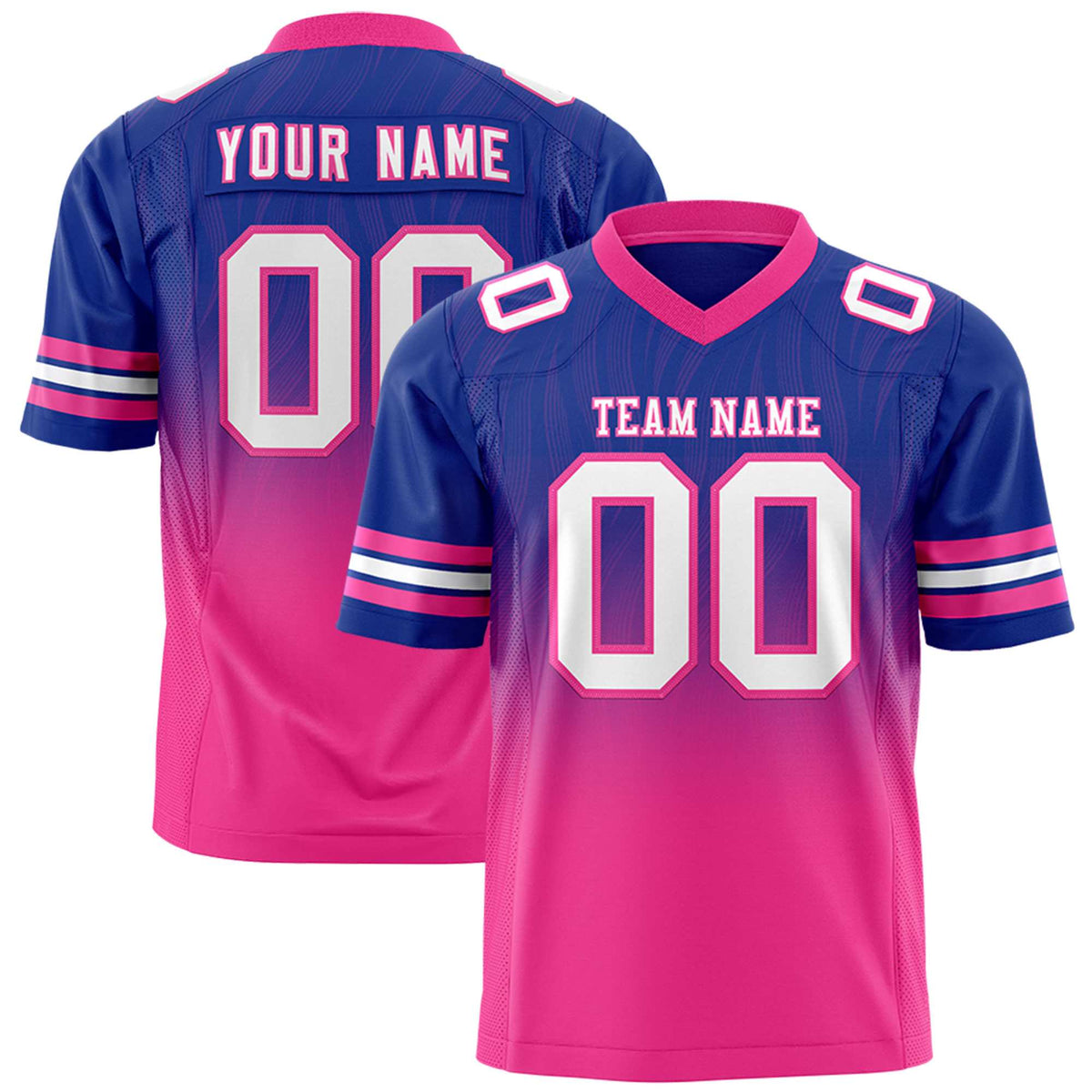 Custom Royal Pink Gradient Fashion Outdoor Flag Football Jersey