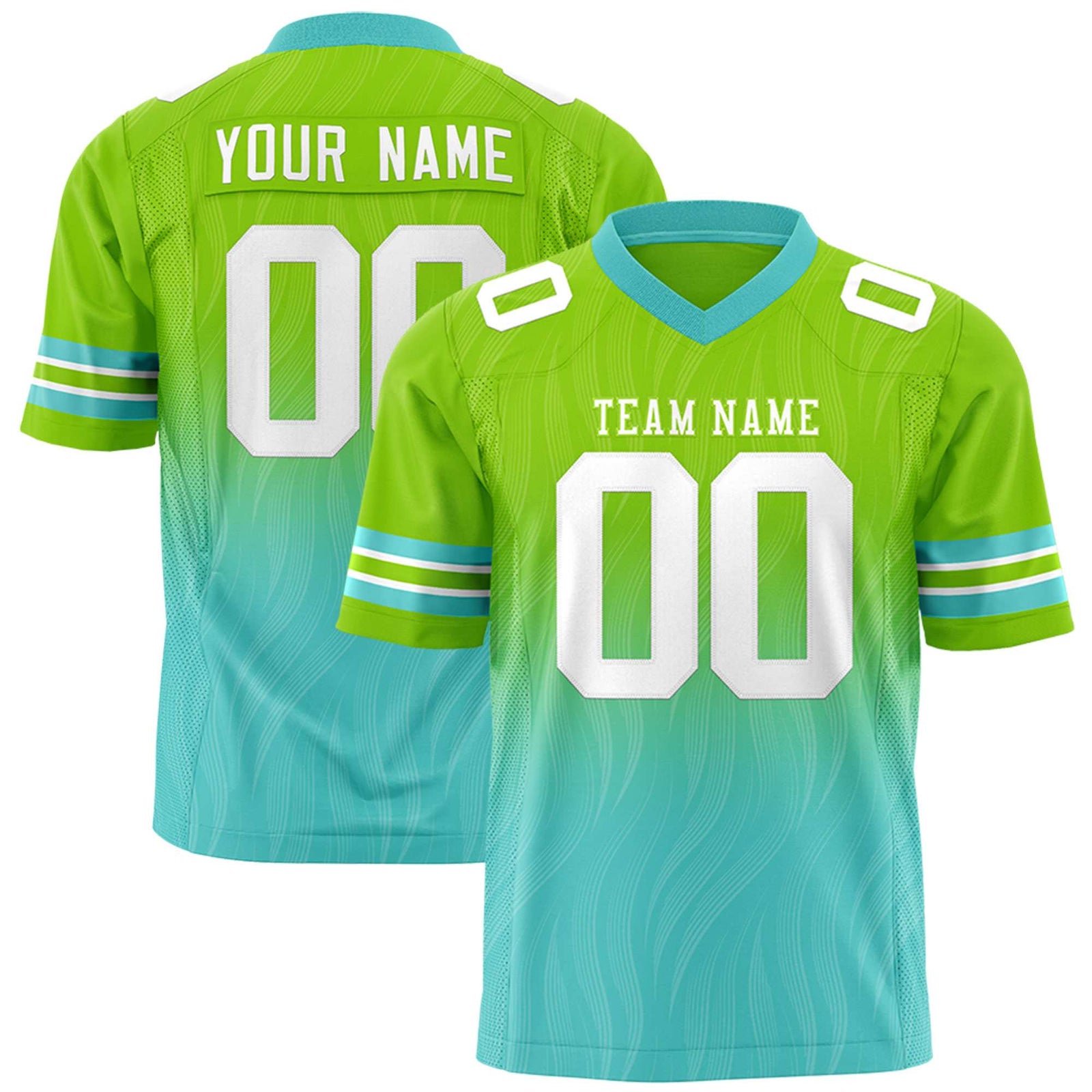 Custom Neon Green Bright Green Gradient Fashion Outdoor Flag Football Jersey