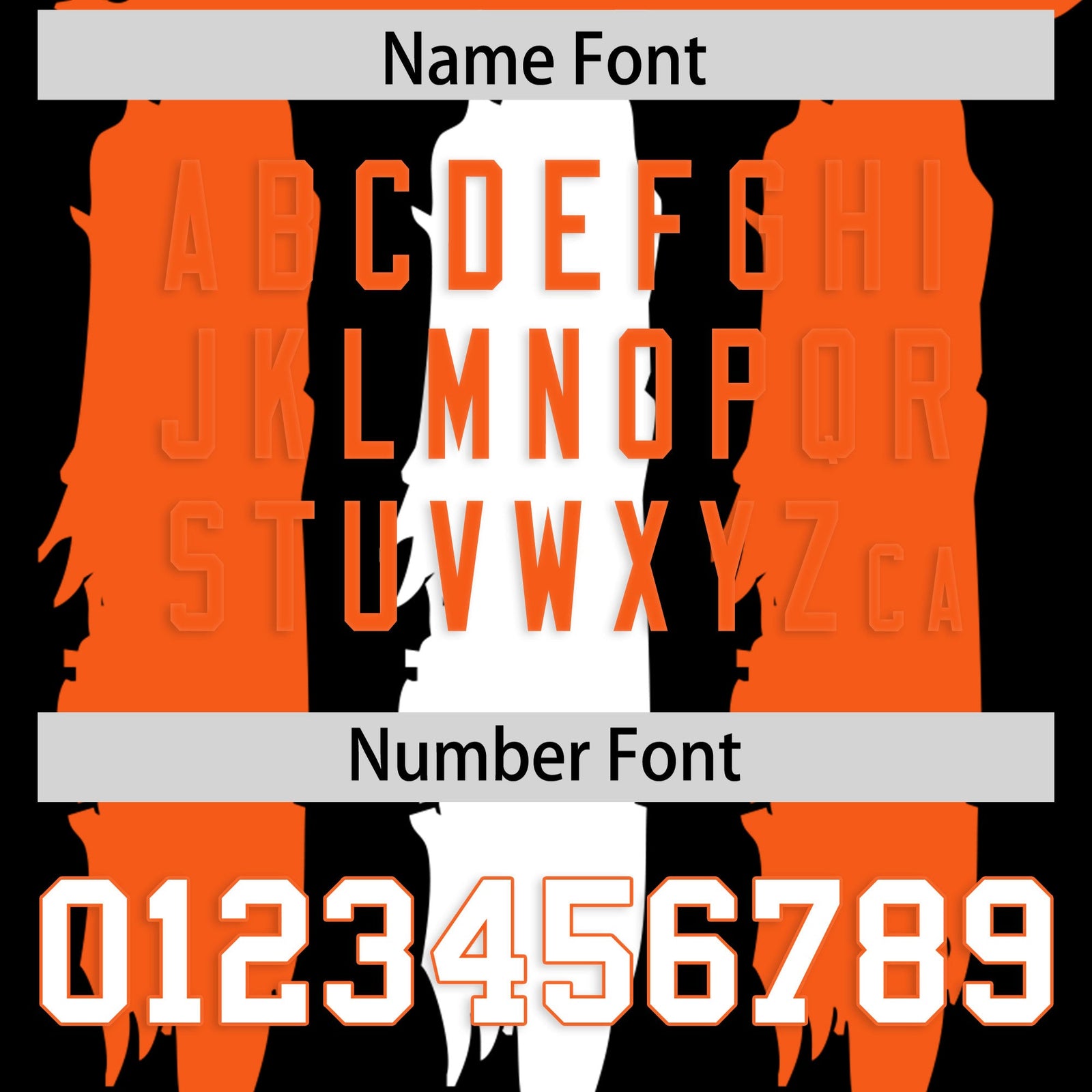 Custom Black Orange and White Graffiti Pattern Flag Football Jerseys