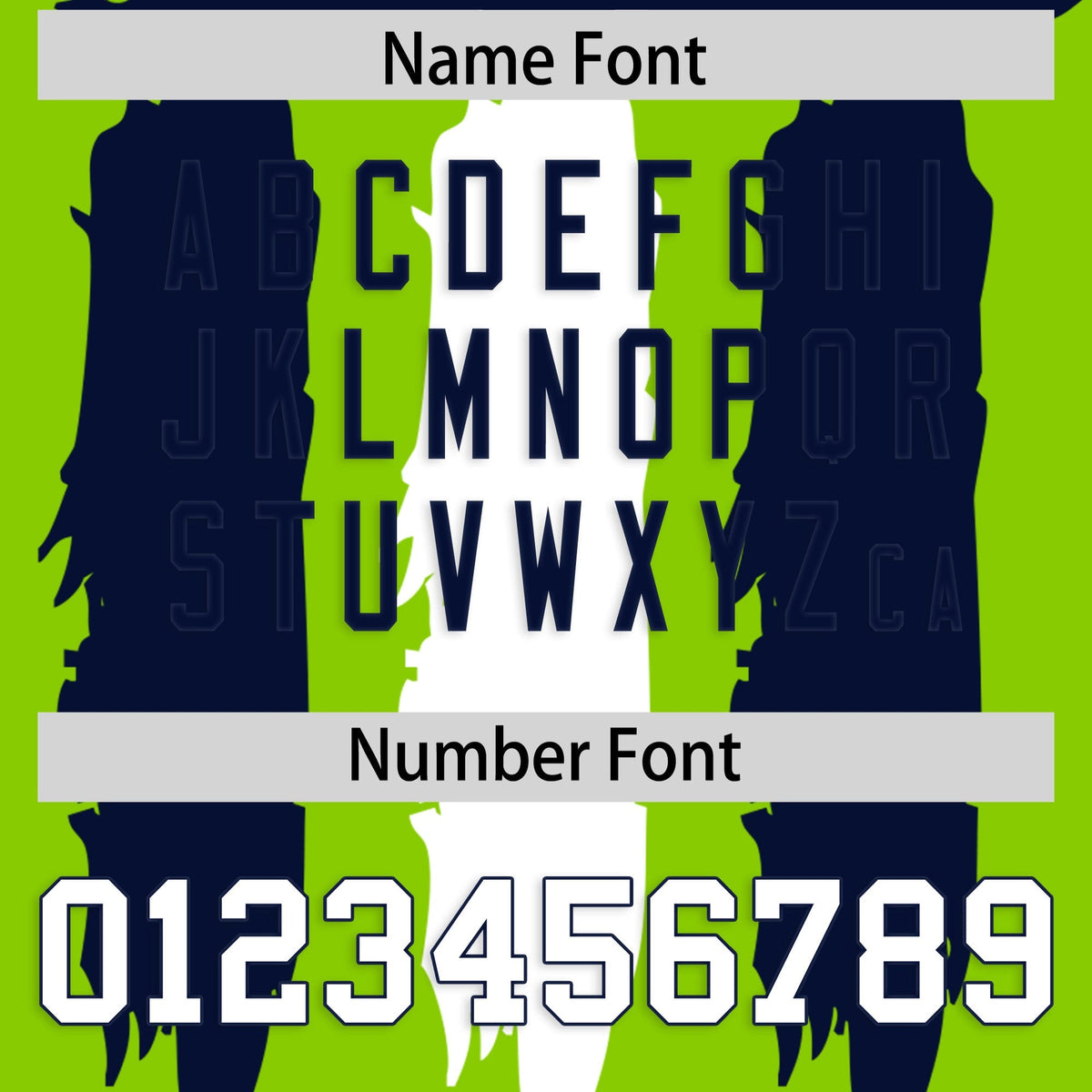 Custom Neon Green Navy and White Graffiti Pattern Flag Football Jerseys