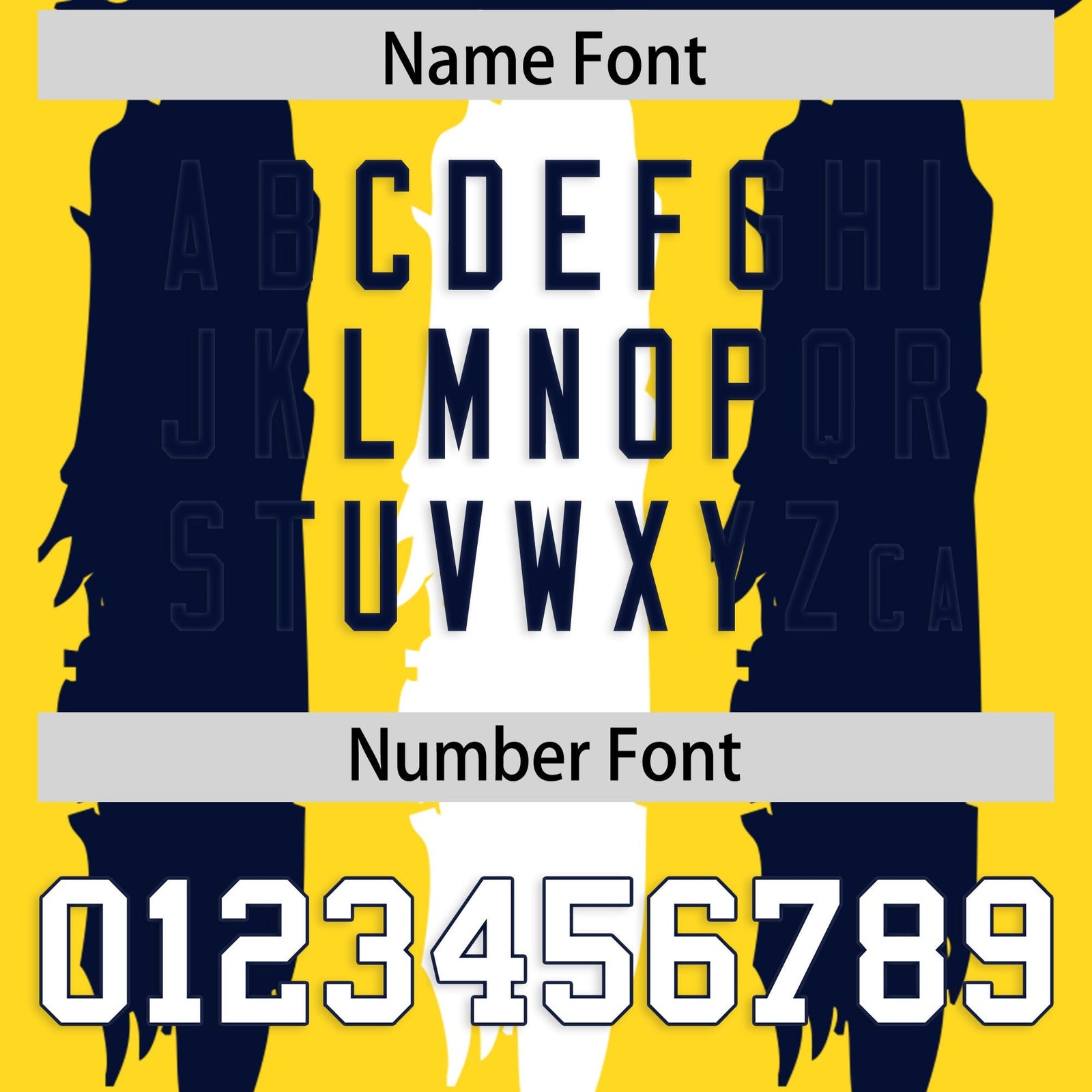 Custom Gold Navy and White Graffiti Pattern Flag Football Jerseys