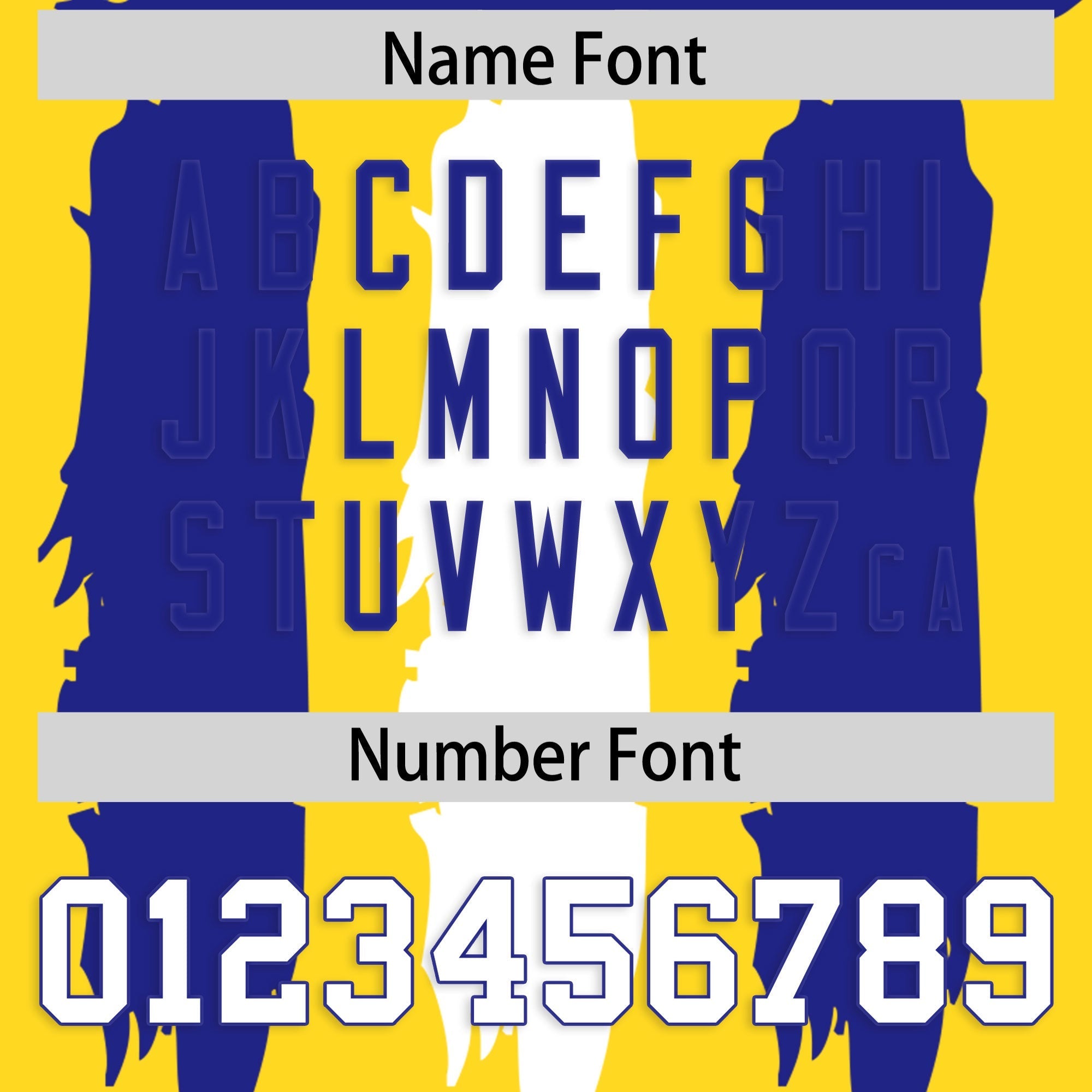 Custom Gold Royal and White Graffiti Pattern Flag Football Jerseys