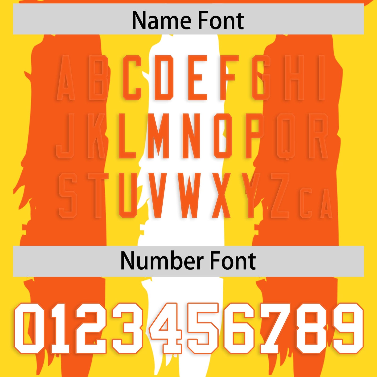 Custom Gold Orange and White Graffiti Pattern Flag Football Jerseys