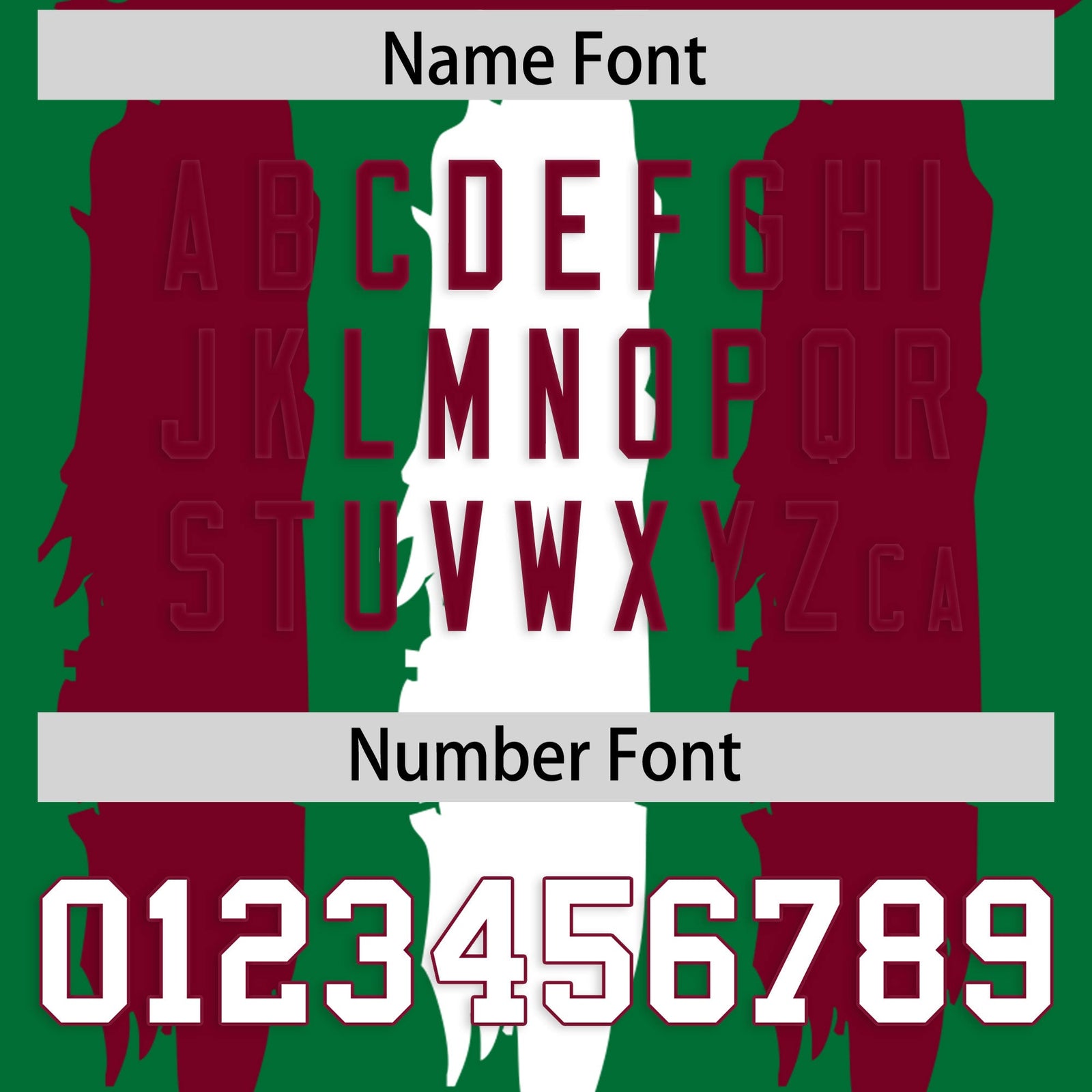 Custom Kelly Green Crimson and White Graffiti Pattern Flag Football Jerseys