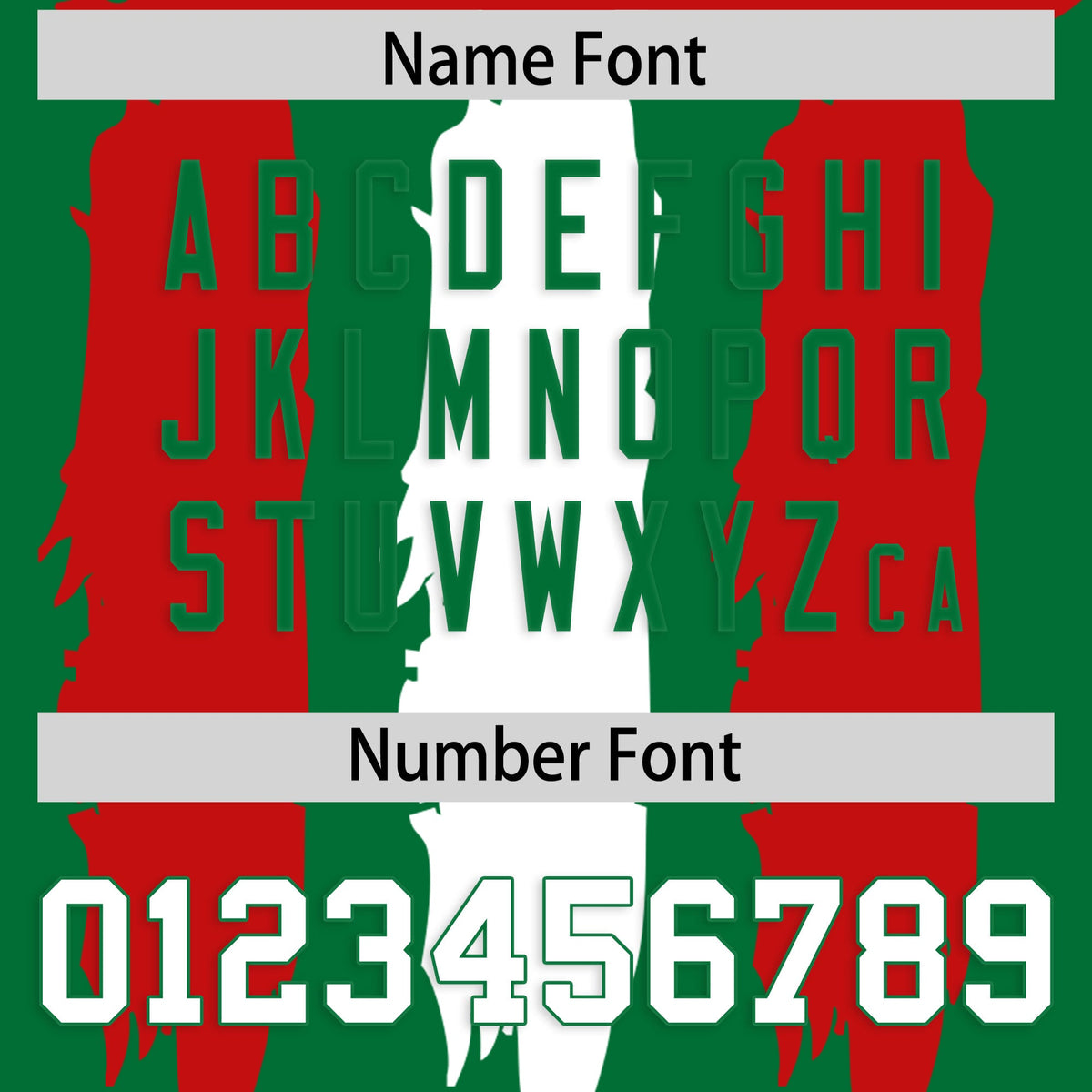 Custom Kelly Green Red and White Graffiti Pattern Flag Football Jerseys