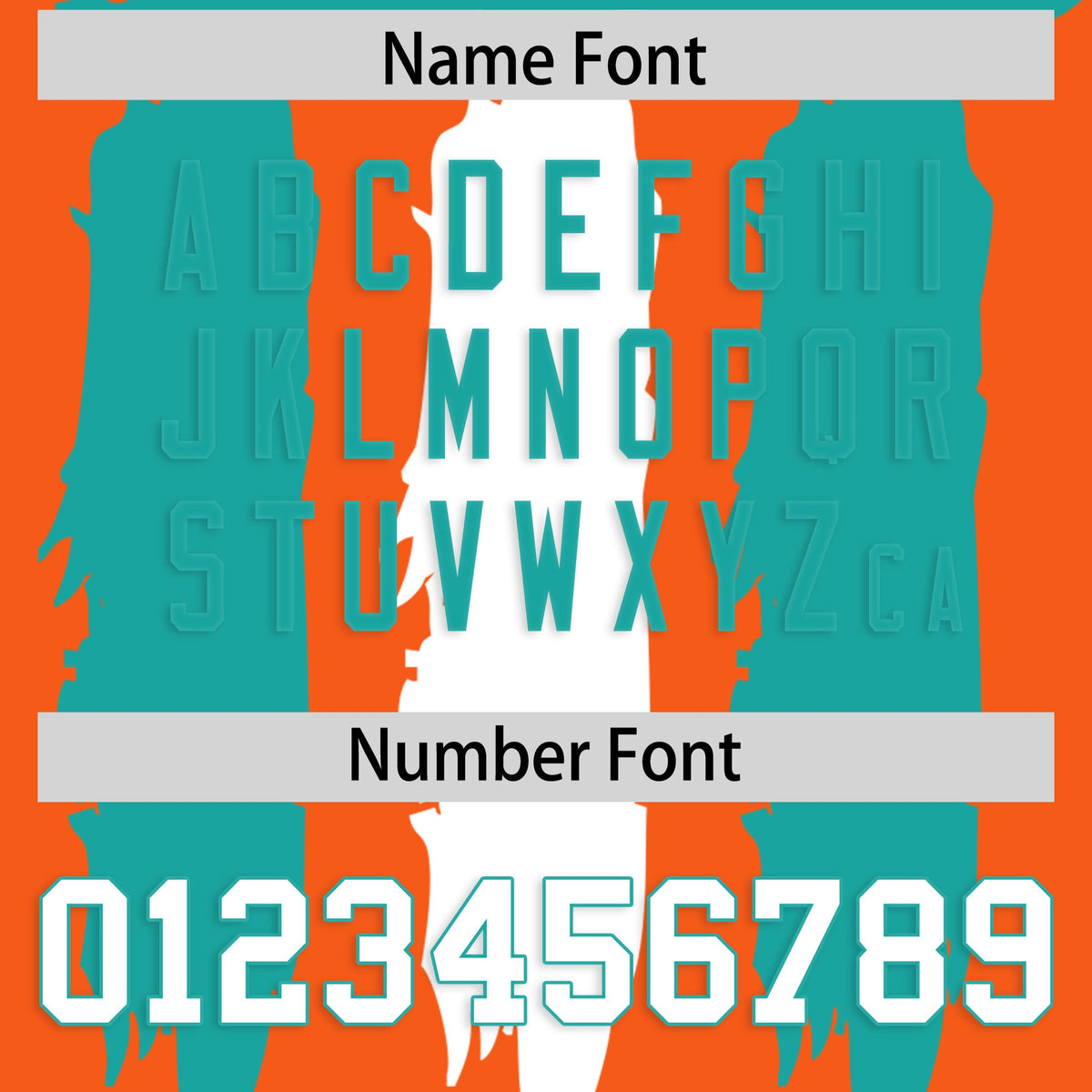 Custom Orange Aqua and White Graffiti Pattern Flag Football Jerseys