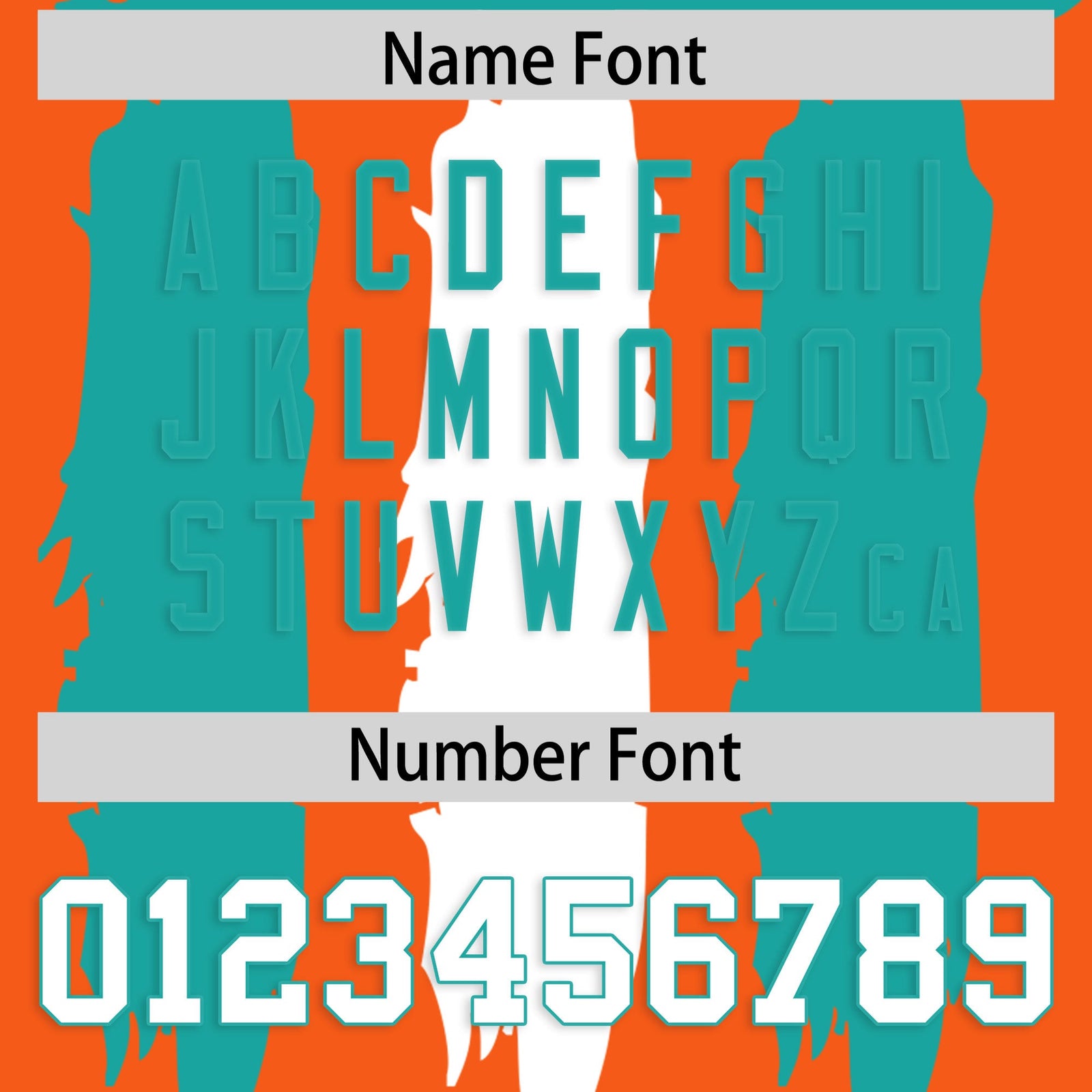 Custom Orange Aqua and White Graffiti Pattern Flag Football Jerseys