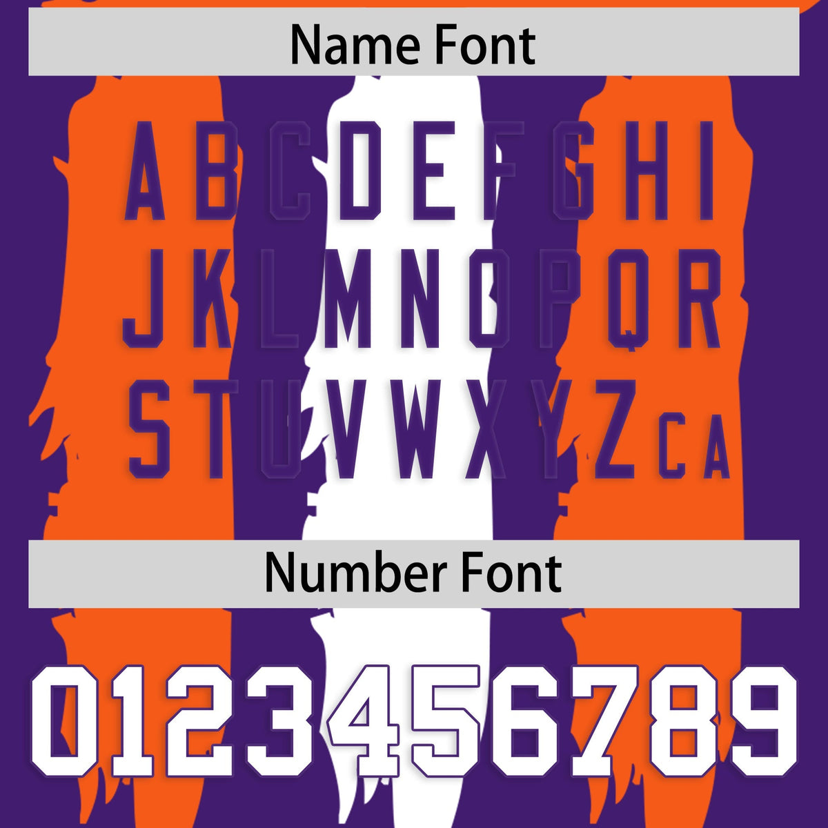 Custom Purple Orange and White Graffiti Pattern Flag Football Jerseys