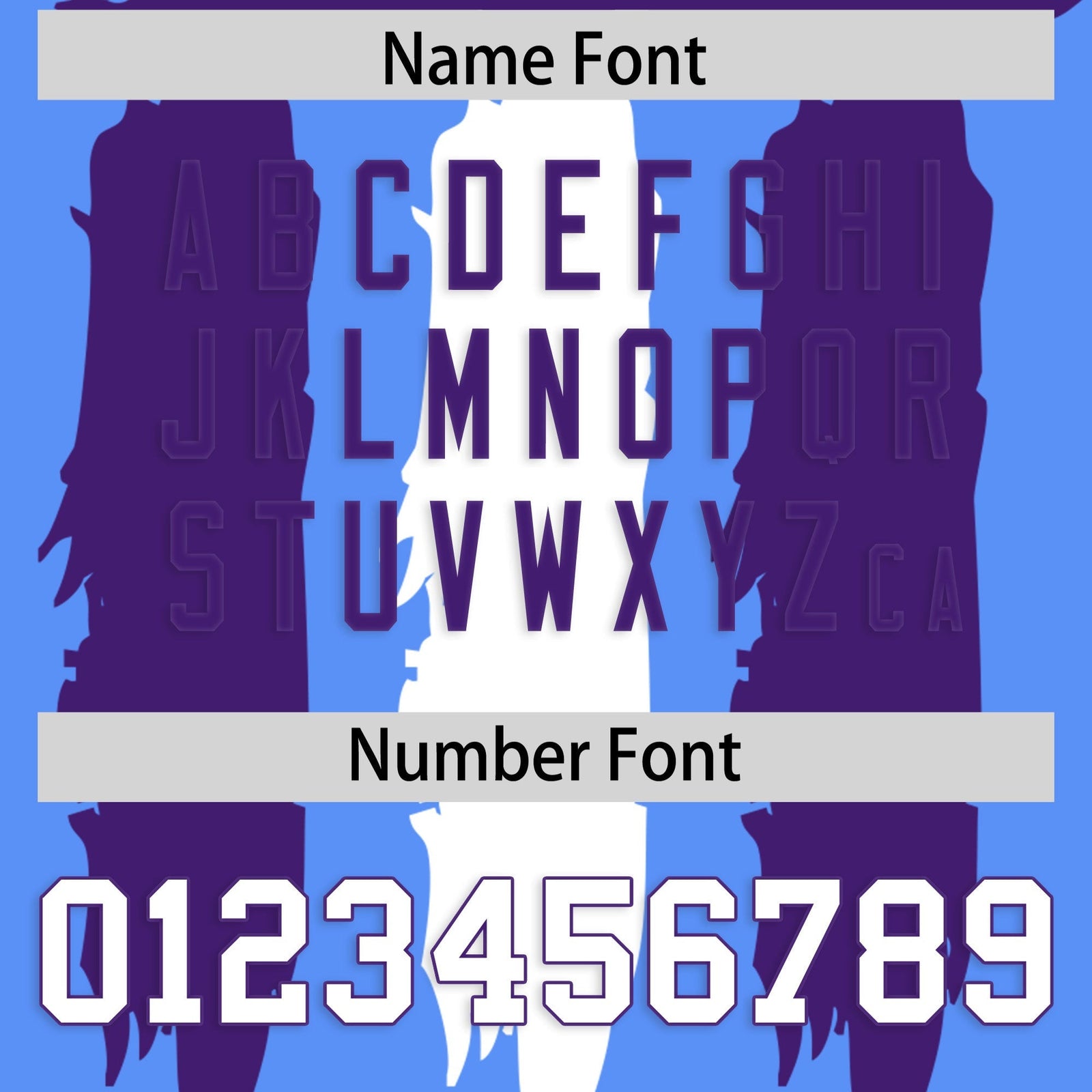 Custom Powder Blue Purple and White Graffiti Pattern Flag Football Jerseys