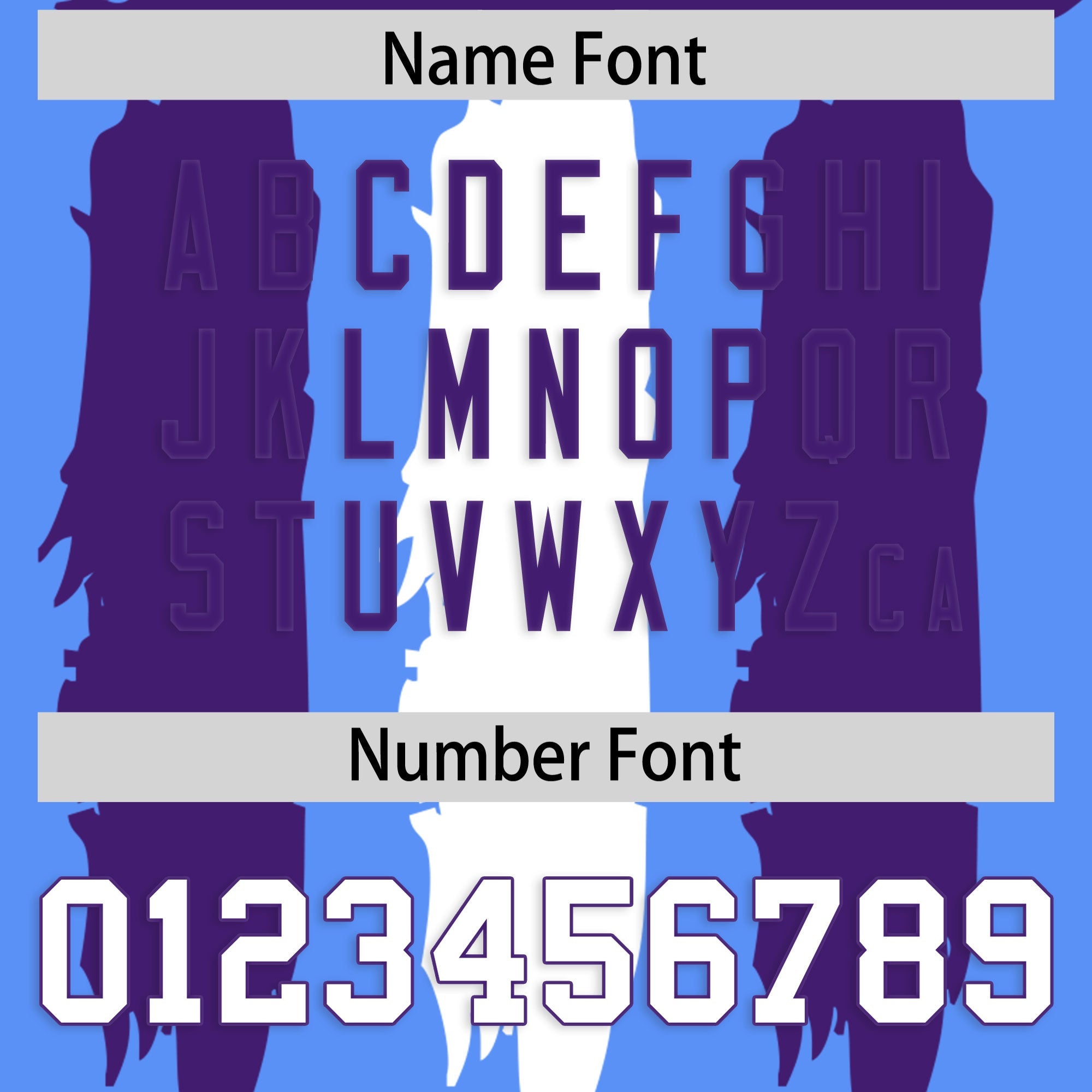 Custom Powder Blue Purple and White Graffiti Pattern Flag Football Jerseys