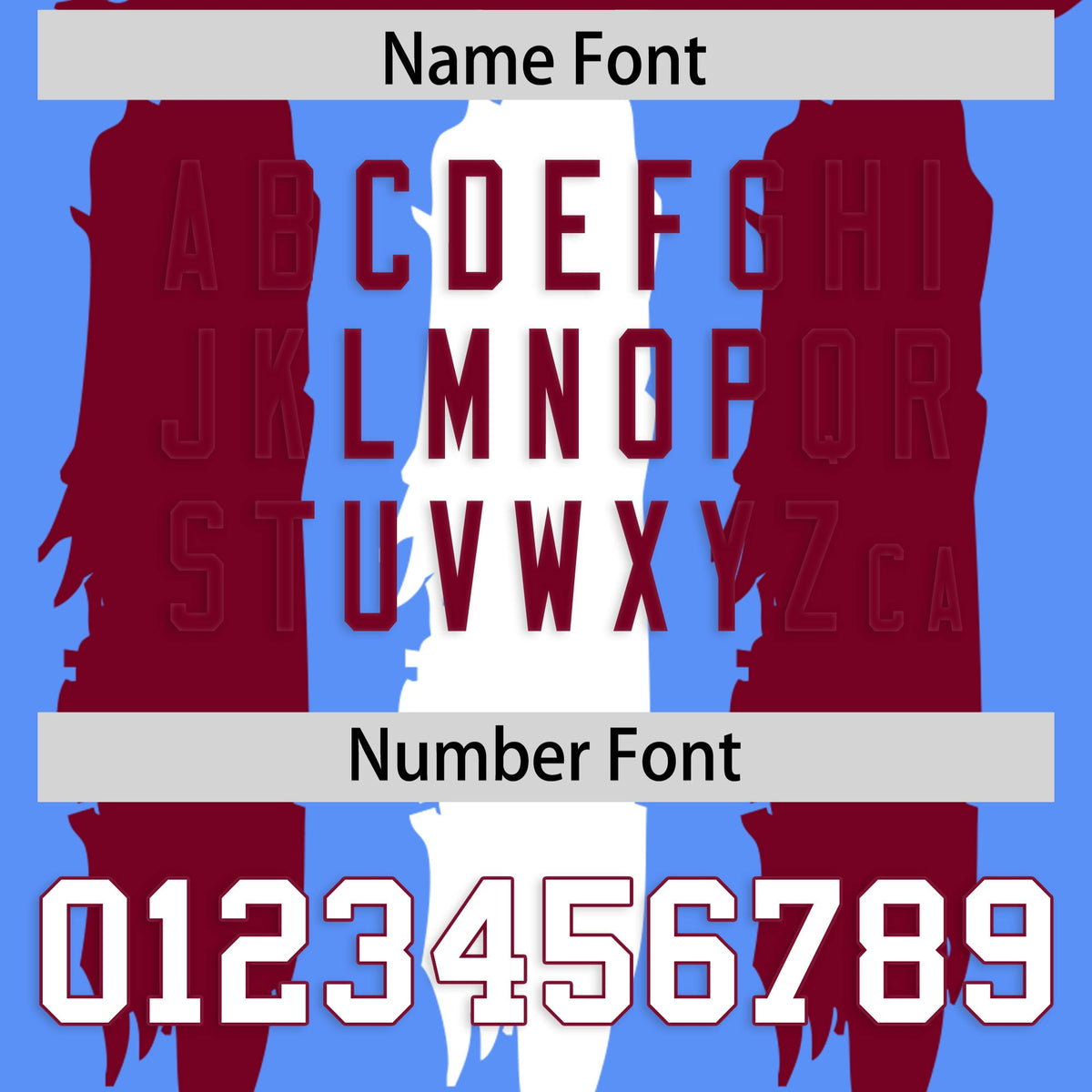 Custom Powder Blue Crimson and White Graffiti Pattern Flag Football Jerseys