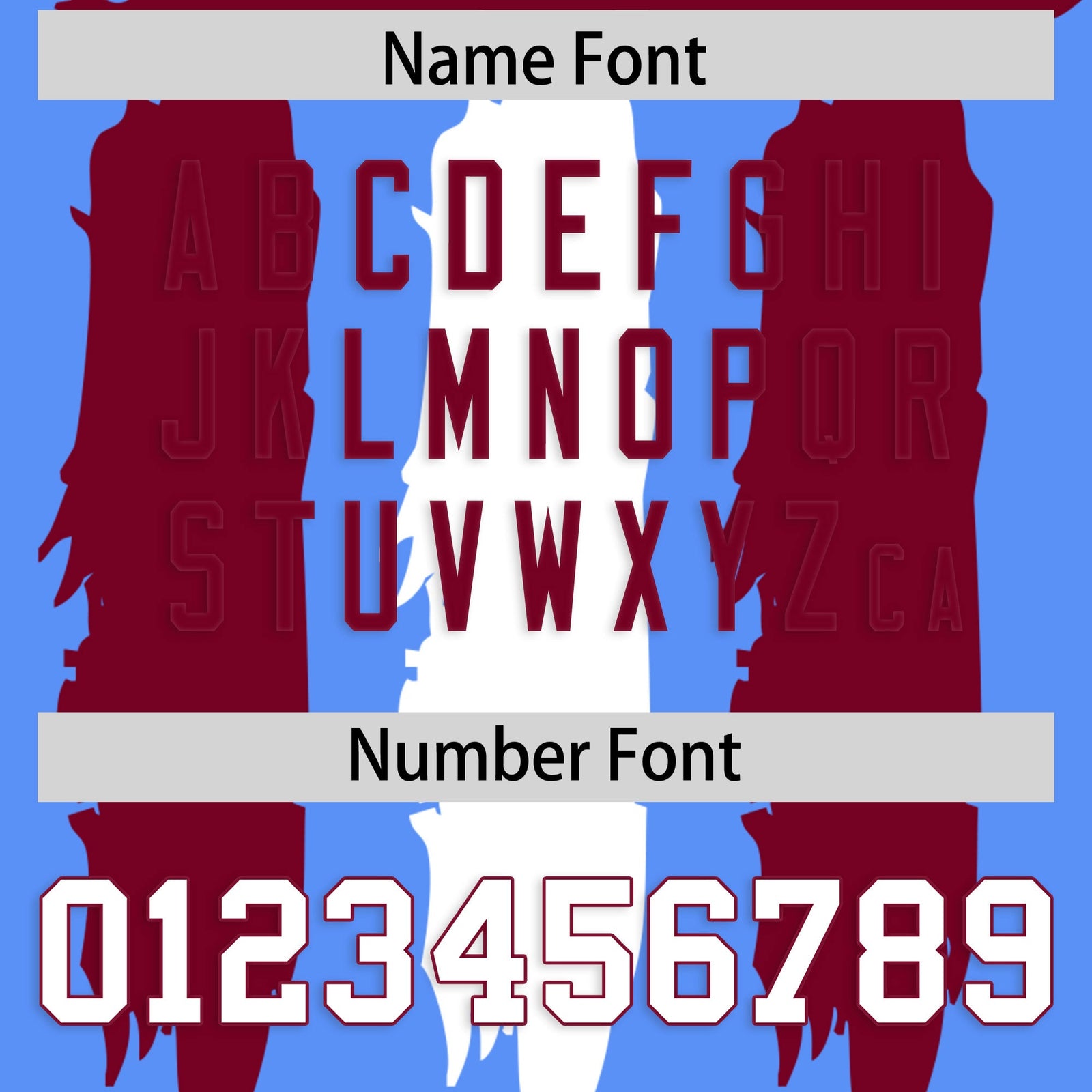 Custom Powder Blue Crimson and White Graffiti Pattern Flag Football Jerseys