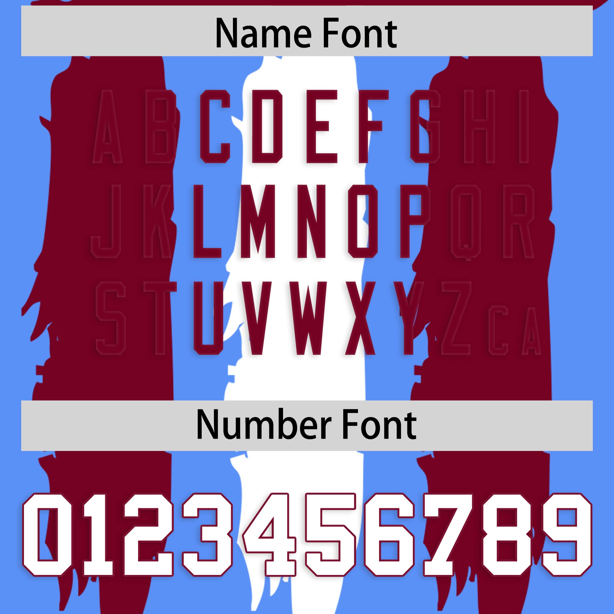 Custom Powder Blue Crimson and White Graffiti Pattern Flag Football Jerseys