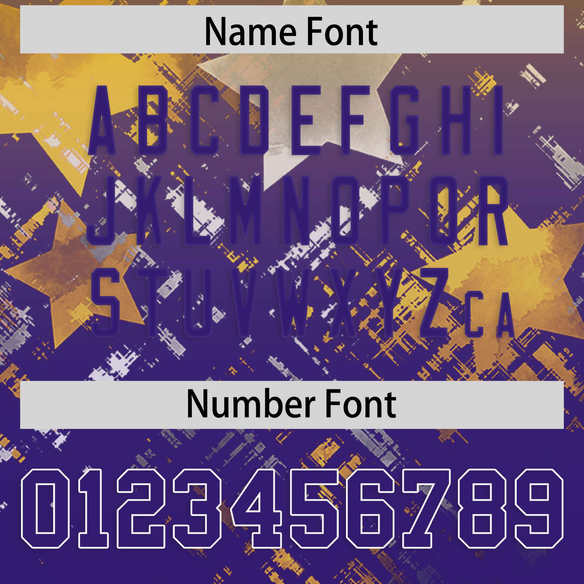 Custom Gold Purple Personalized Star Gradient Flag Football Jersey