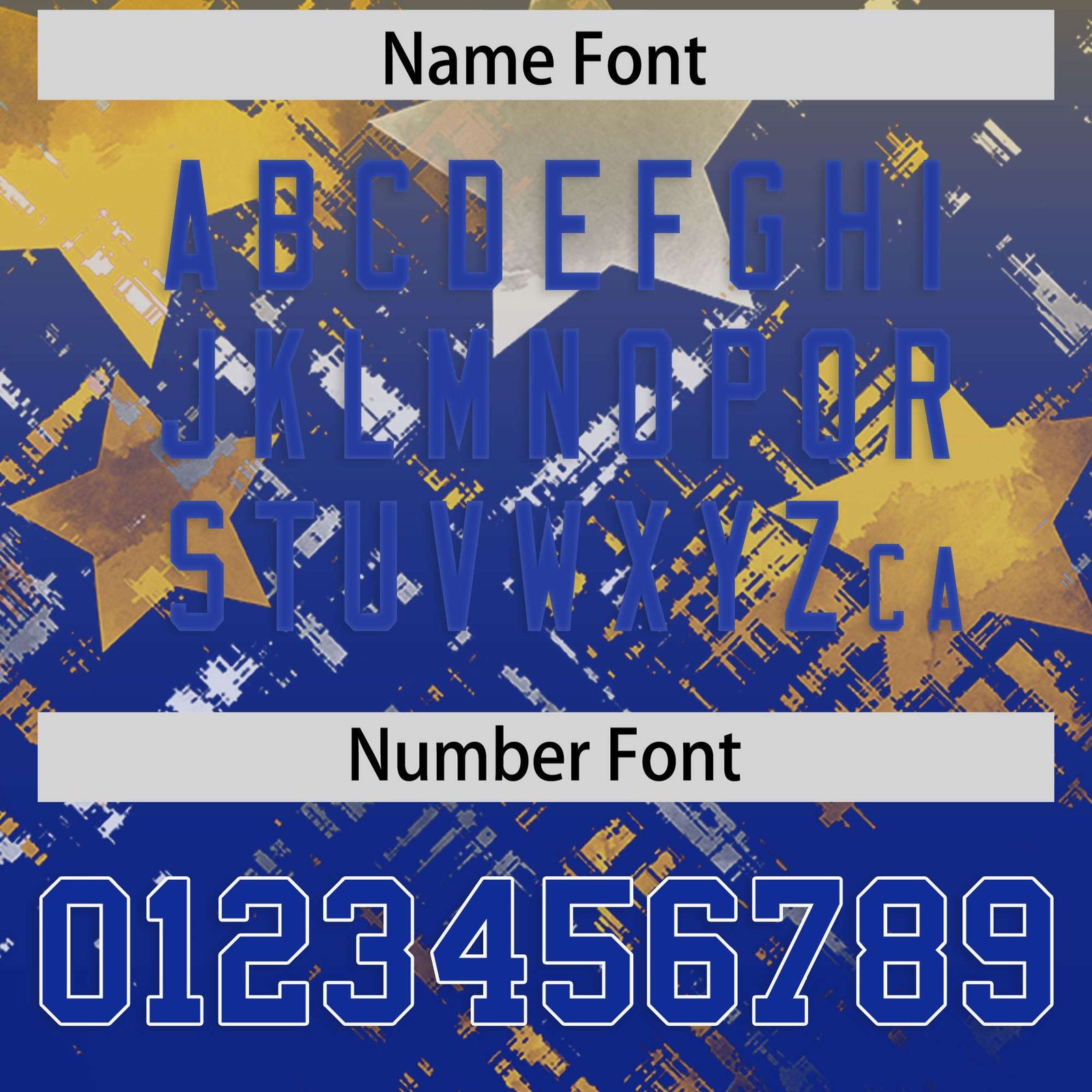 Custom Gold Royal Personalized Star Gradient Flag Football Jersey