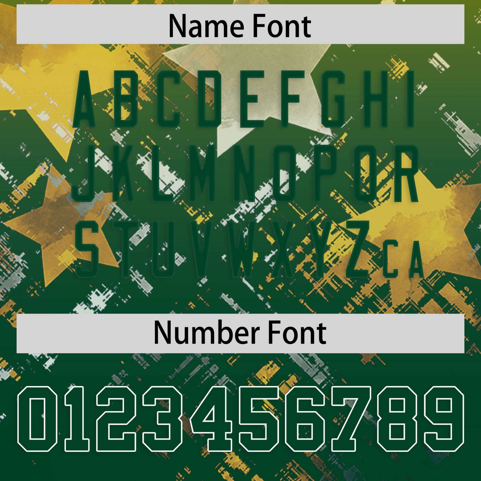 Custom Gold Green Personalized Star Gradient Flag Football Jersey